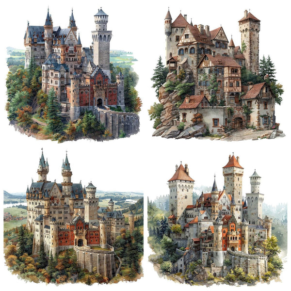Historic Castle Hillside Germany Clipart Set – The Digital Design Dock