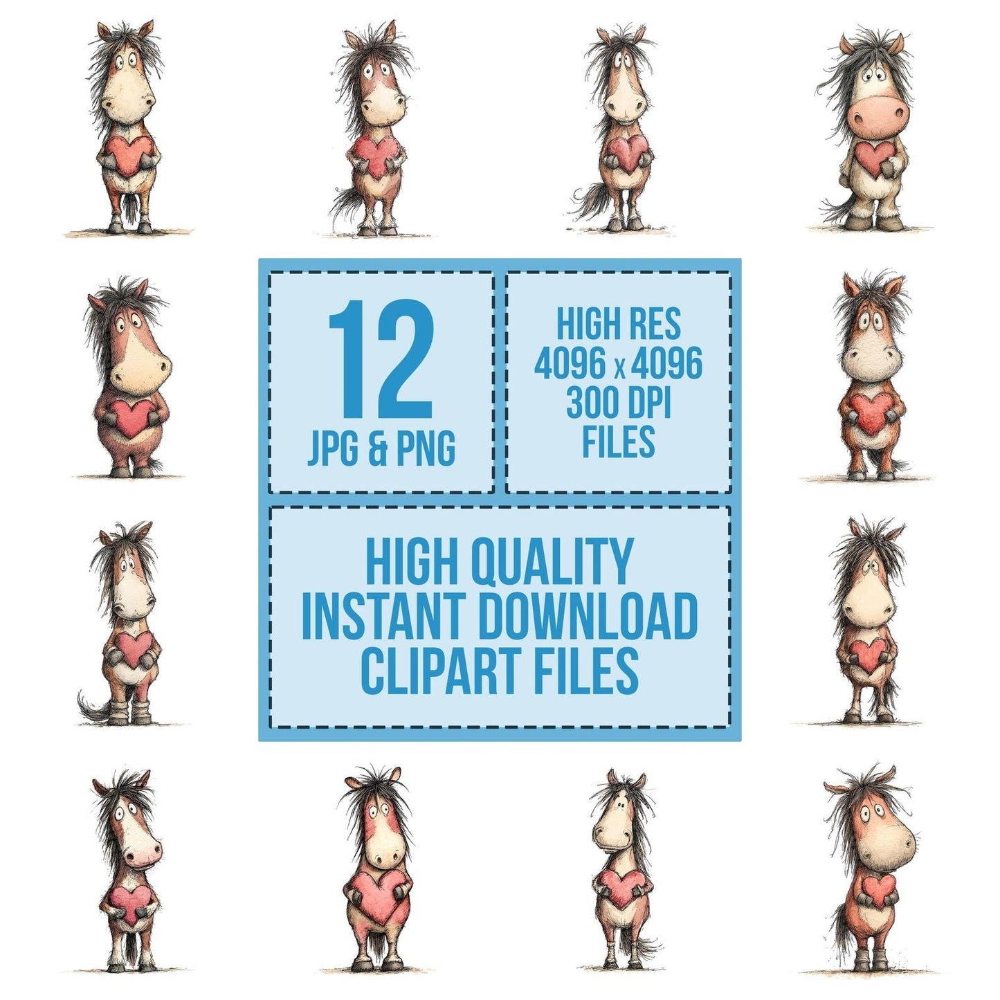 Horse Love Heart Clipart Set (DDD005845)