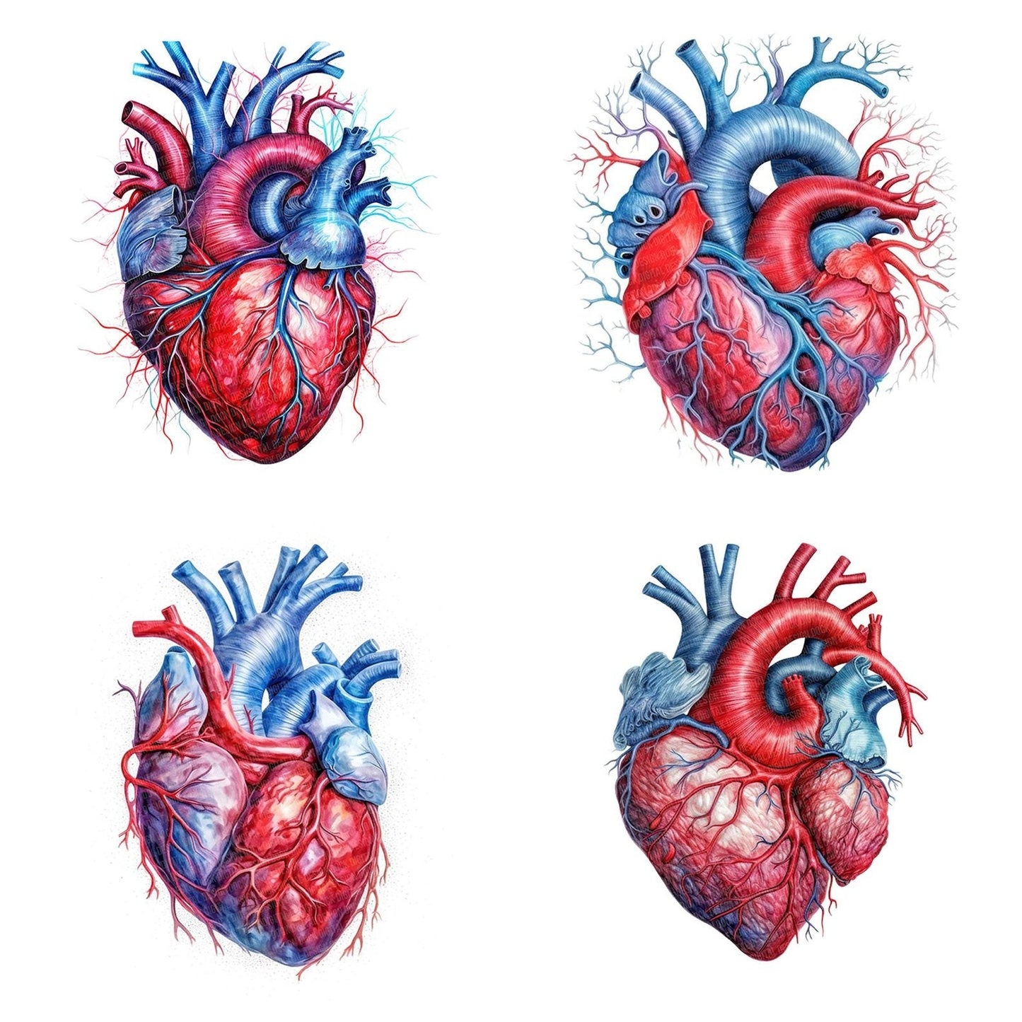 Human Heart Anatomical Illustration Clipart Set (DDD005849)