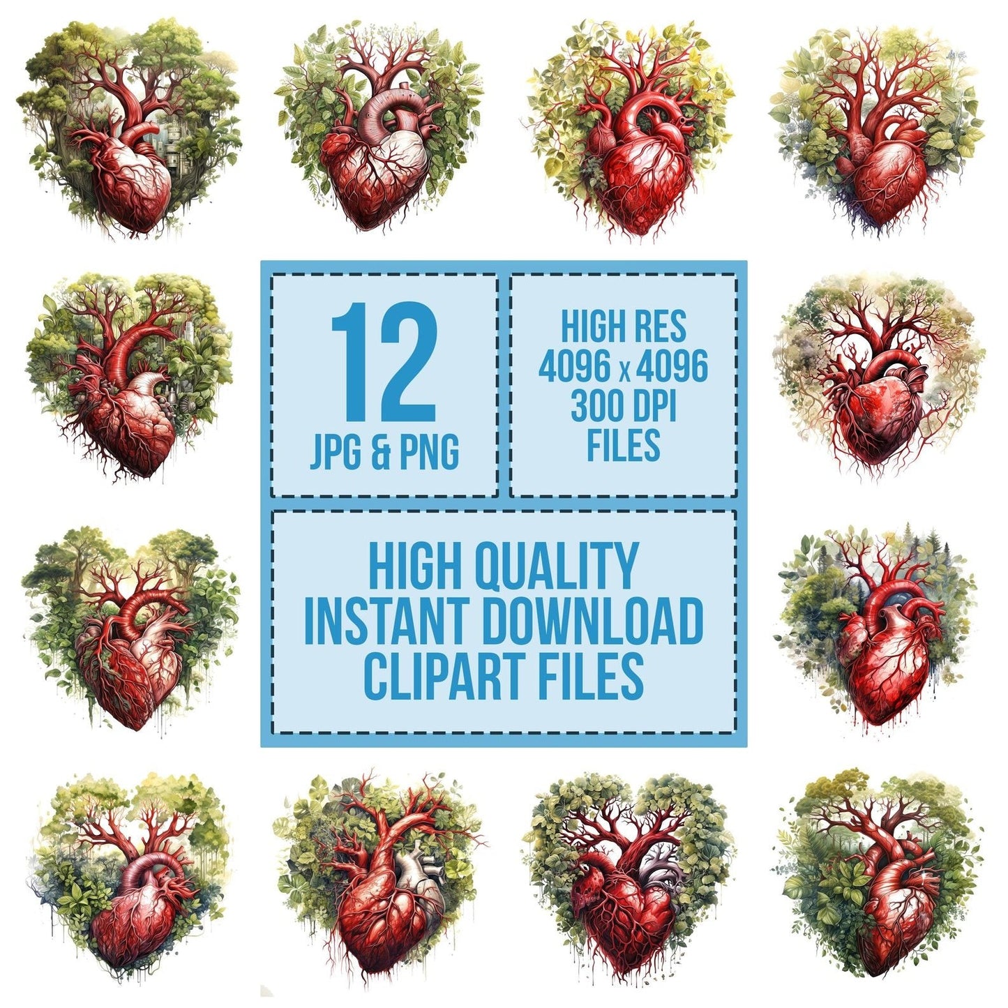 Human Heart Tree Clipart Set (DDD005850)