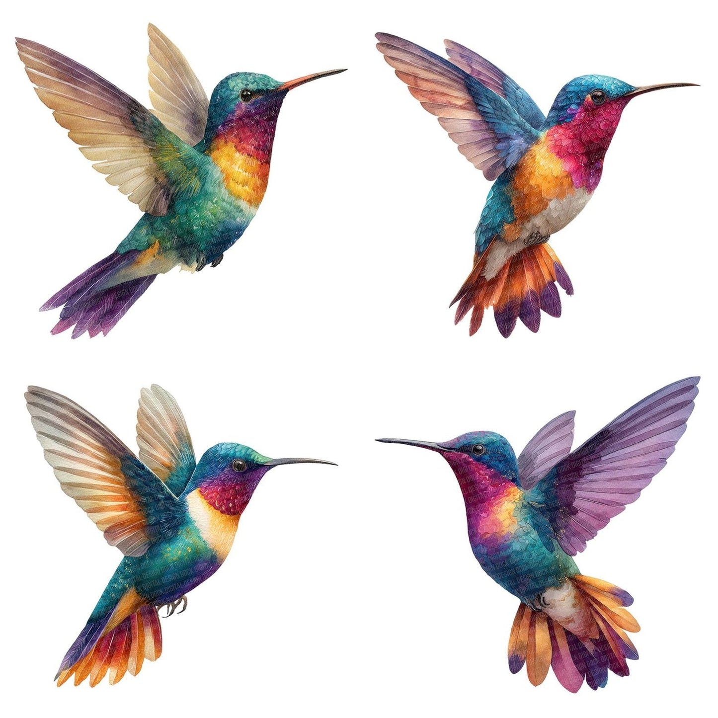Hummingbird Illustration Clipart Set (DDD005852)