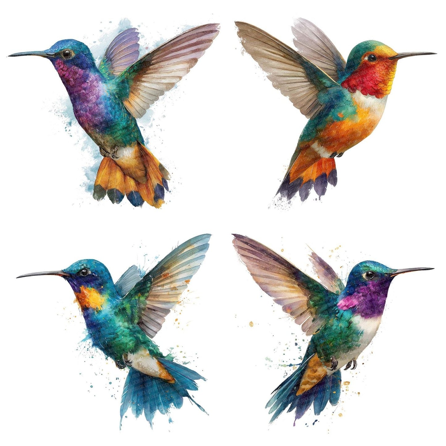 Hummingbird Illustration Clipart Set (DDD005852)