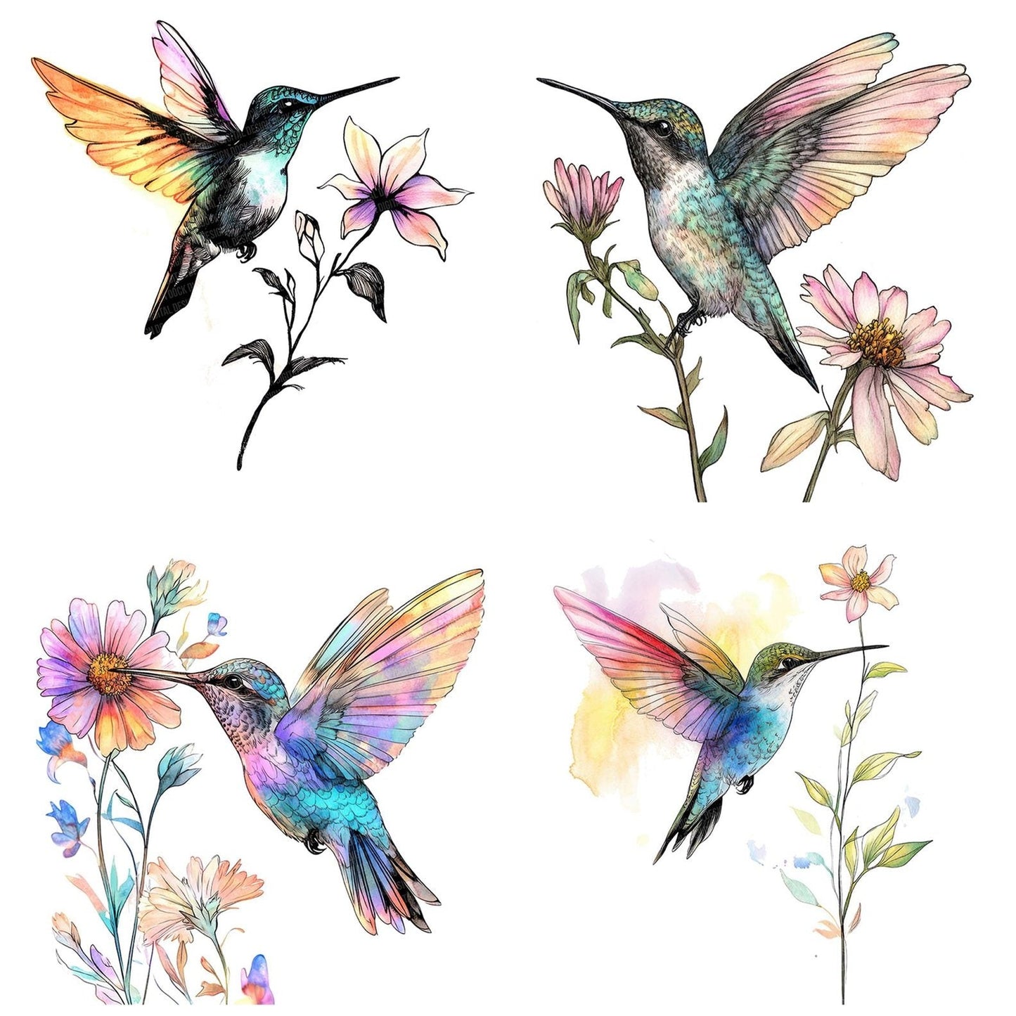 Hummingbird and Wildflower Clipart Set (DDD005851)