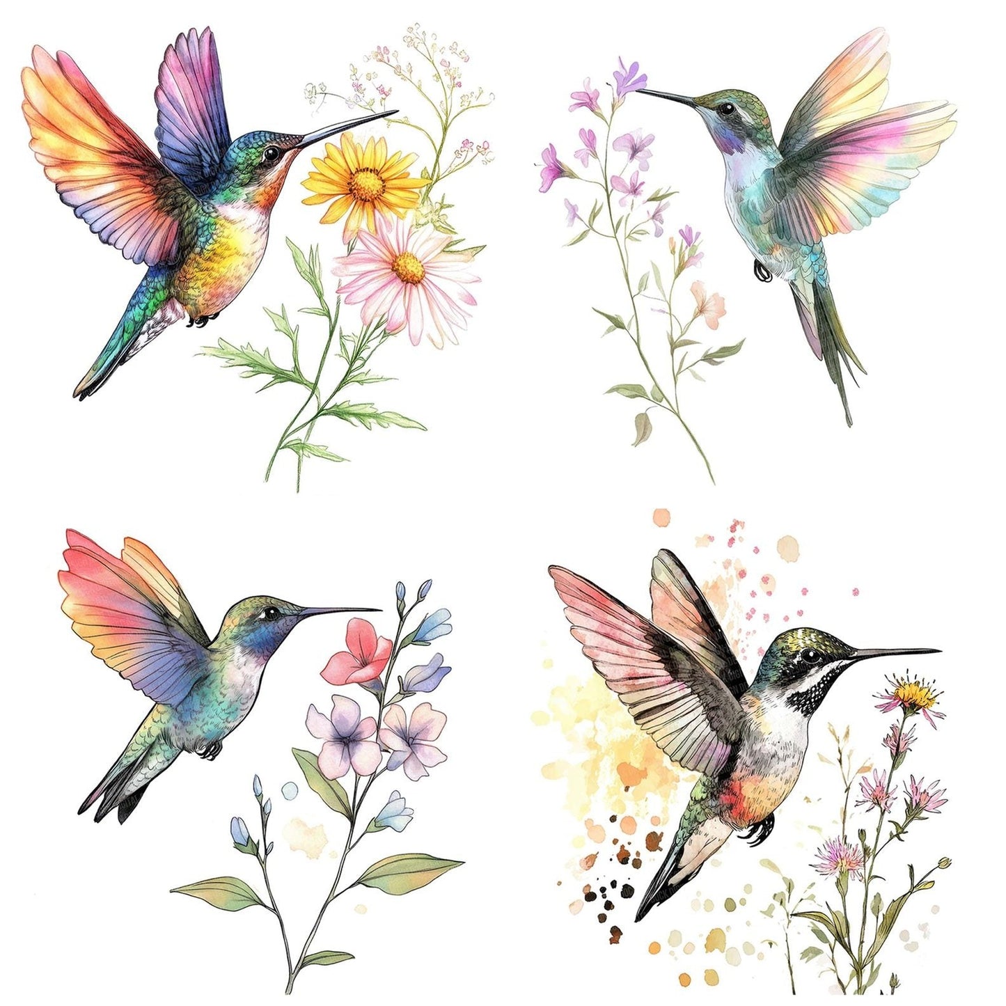 Hummingbird and Wildflower Clipart Set (DDD005851)