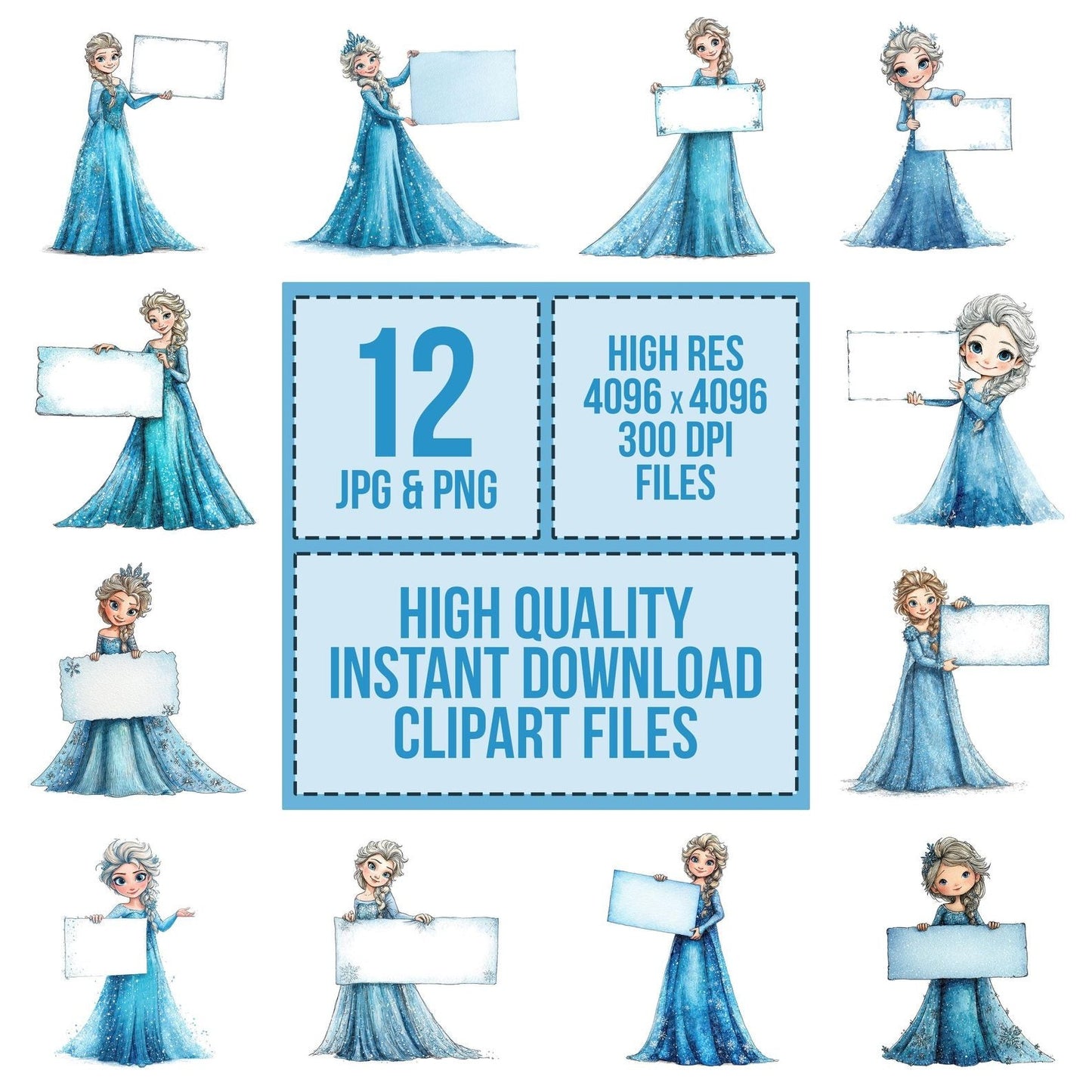 Ice Princess with Banner Clipart Set (DDD005859)
