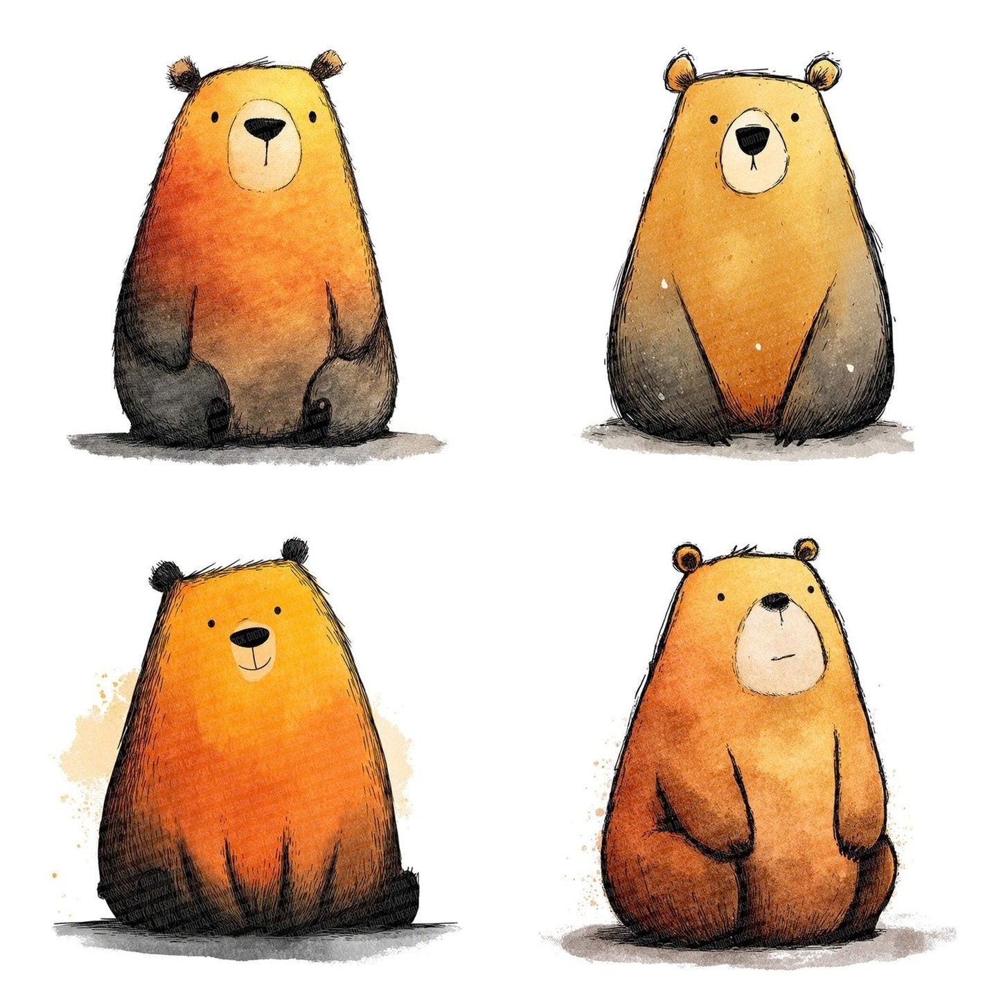 Illustrated Bear Character Clipart Set (DDD005862)