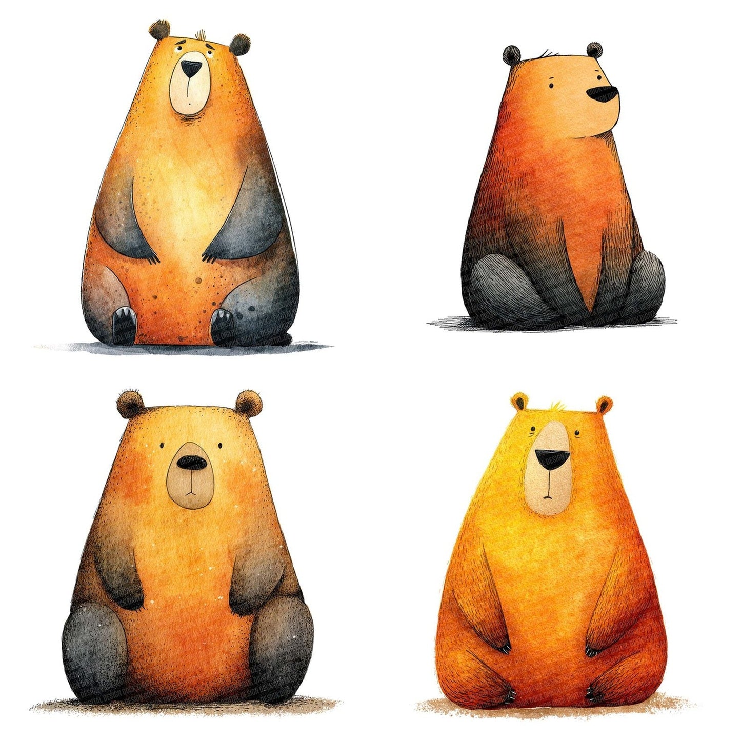 Illustrated Bear Character Clipart Set (DDD005862)