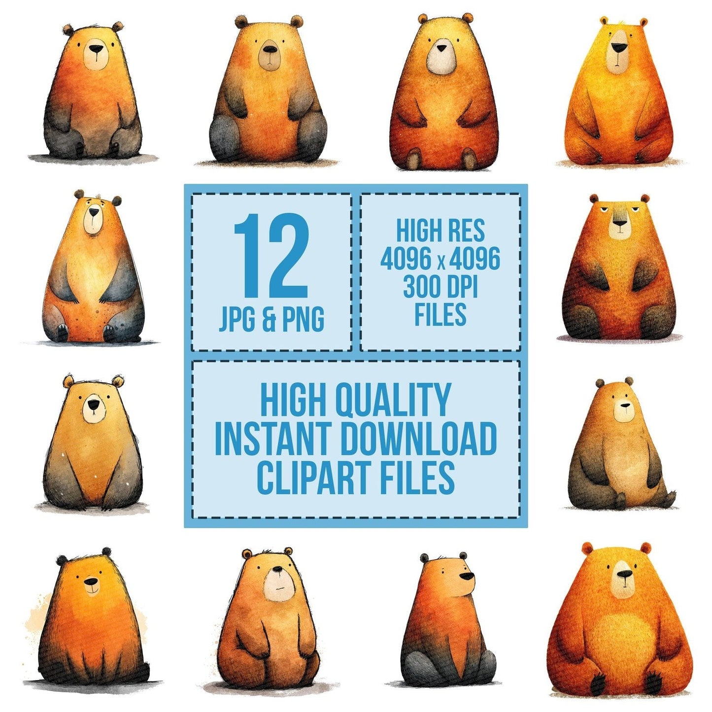 Illustrated Bear Character Clipart Set (DDD005862)