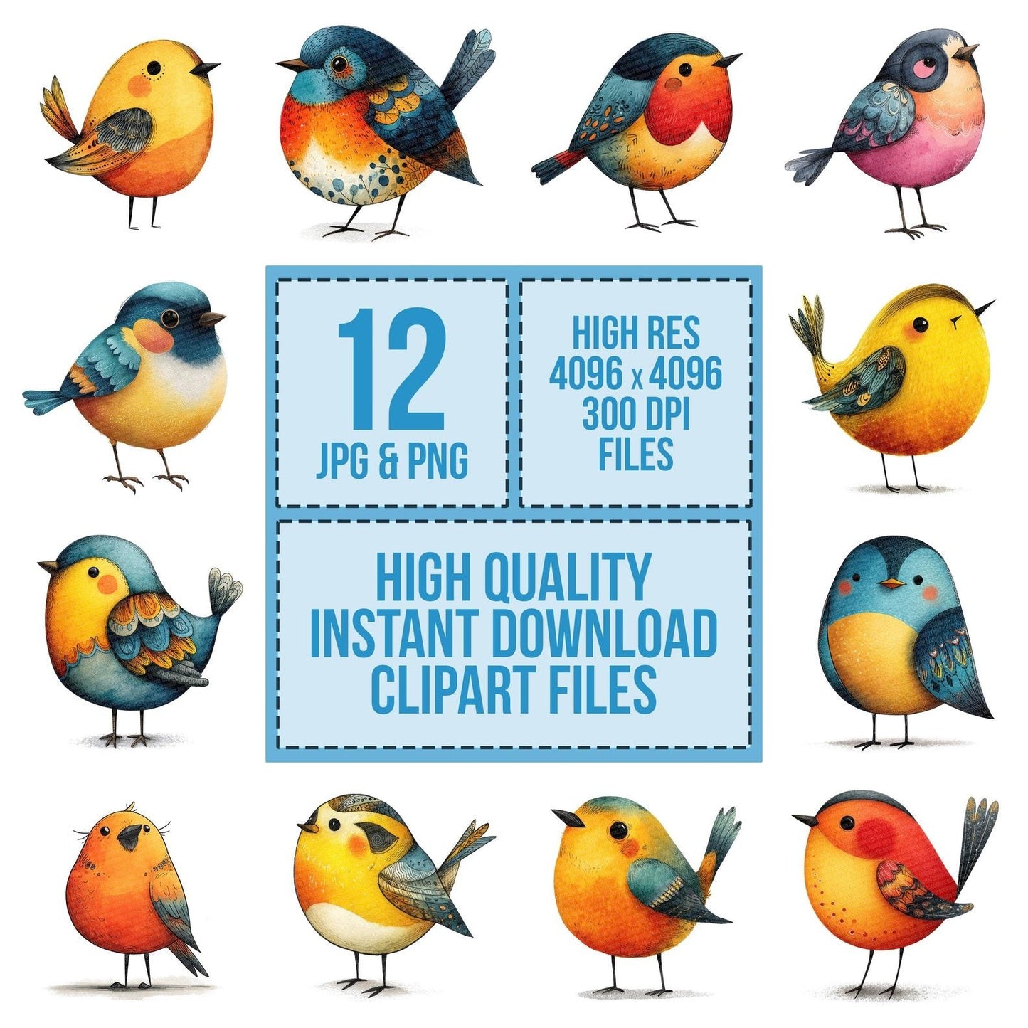 Illustrated Bird Character Clipart Set (DDD005863)