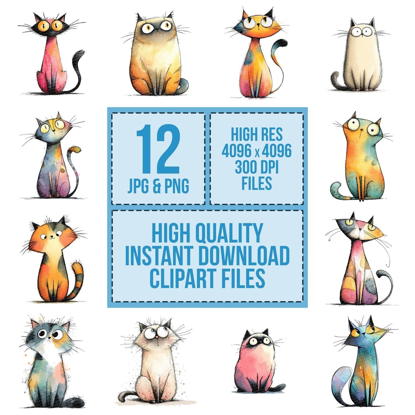 Illustrated Cat Character Clipart Set (DDD005864)