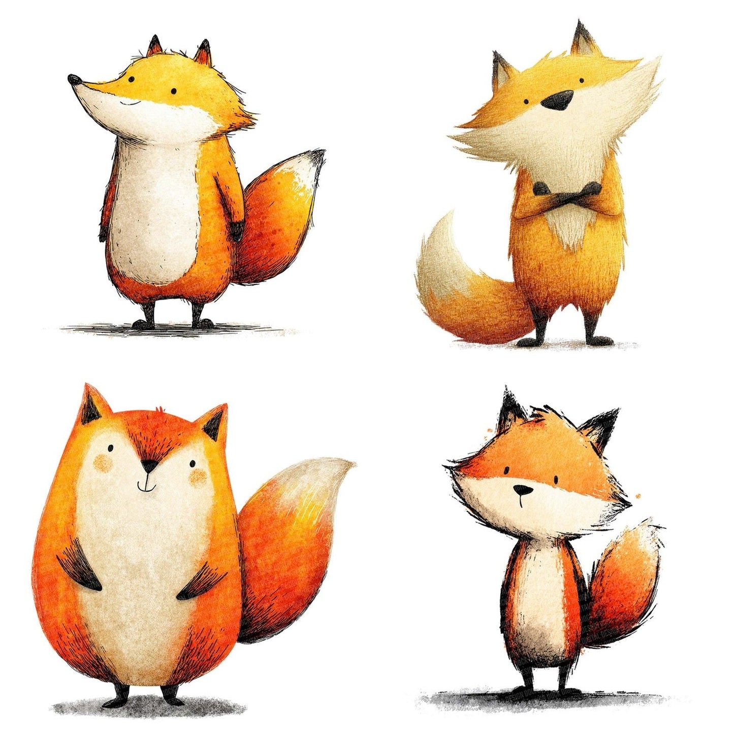 Illustrated Fox Character Clipart Set (DDD005868)