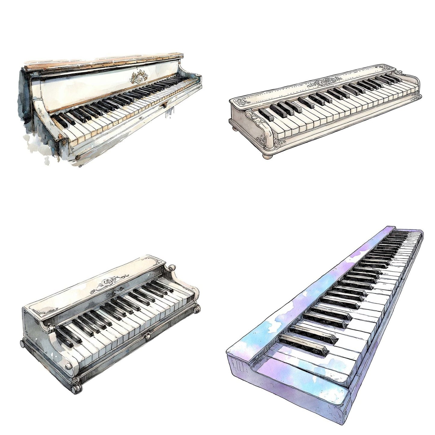 Illustrated Piano Keys Clipart Set (DDD005870)