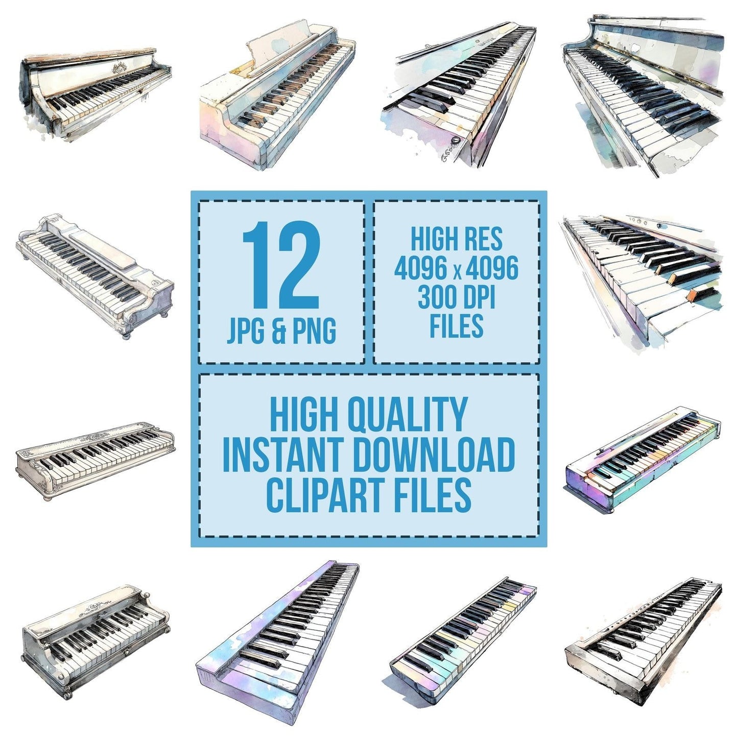 Illustrated Piano Keys Clipart Set (DDD005870)
