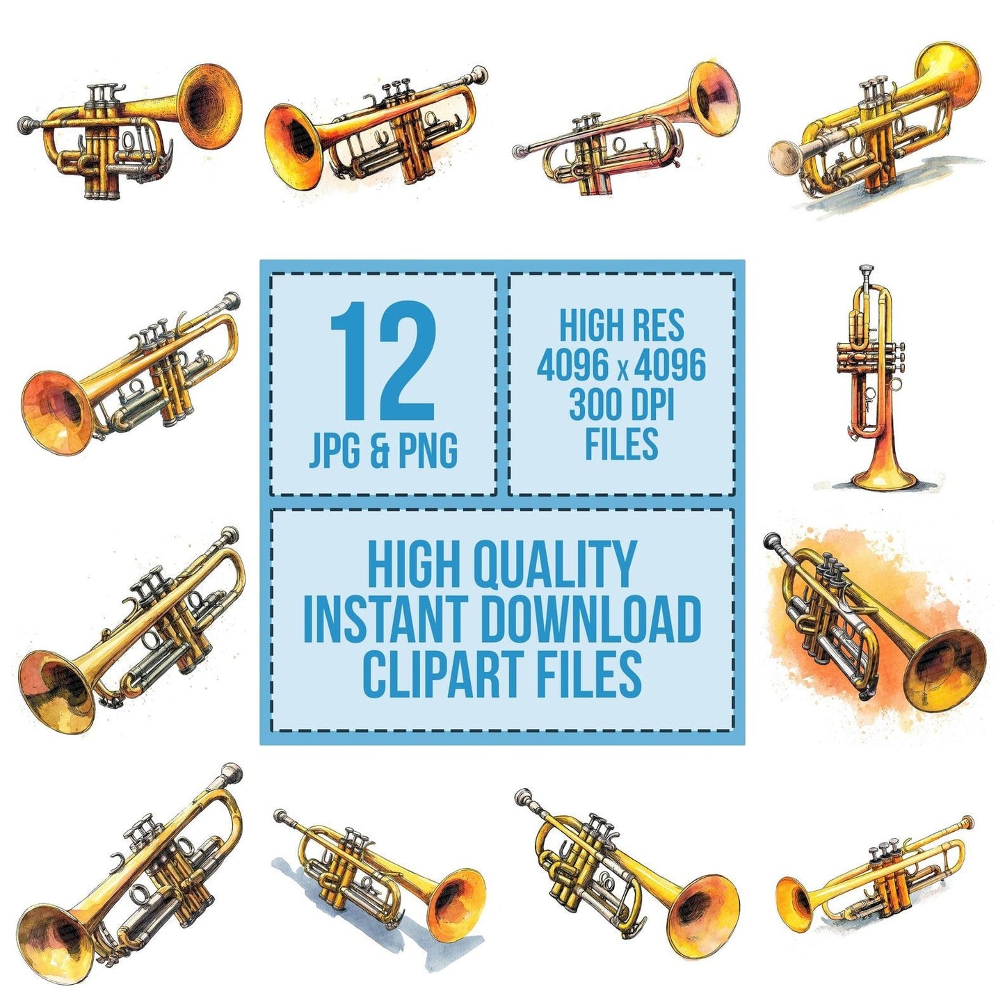 Illustrated Trumpet Clipart Set (DDD005871)