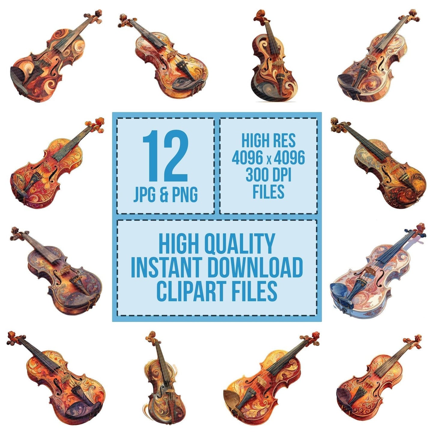 Illustrated Violin Clipart Set (DDD005872)