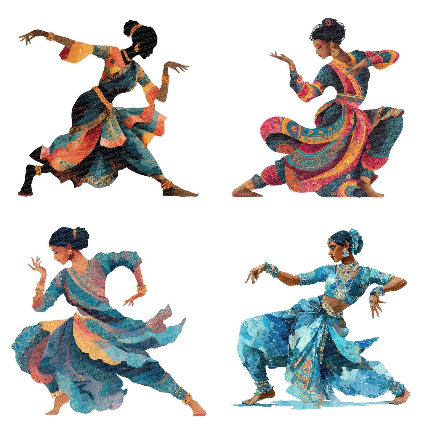 Indian Dance Woman Clipart Set (DDD005875)