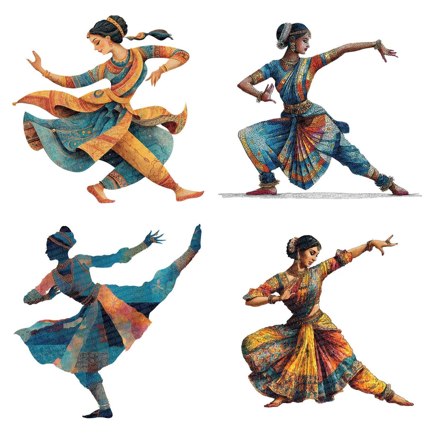 Indian Dance Woman Clipart Set (DDD005875)