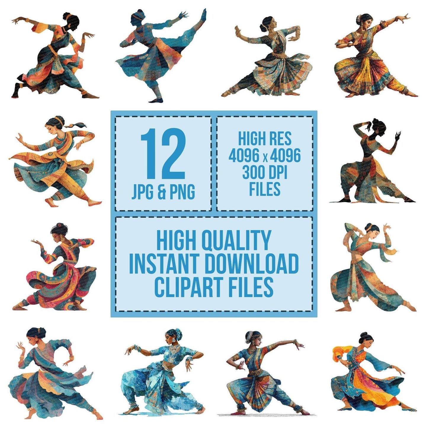 Indian Dance Woman Clipart Set (DDD005875)