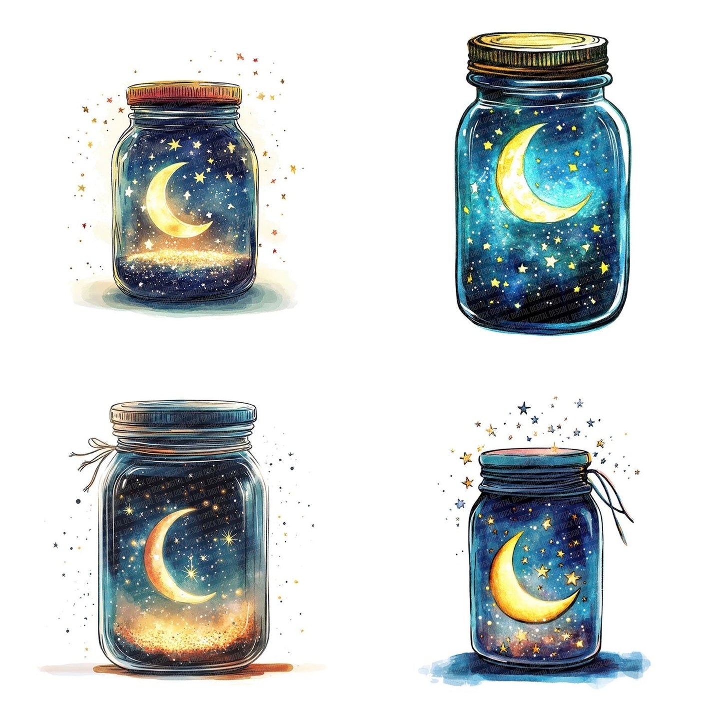 Jar of Moon and Stars Clipart Set (DDD005890)