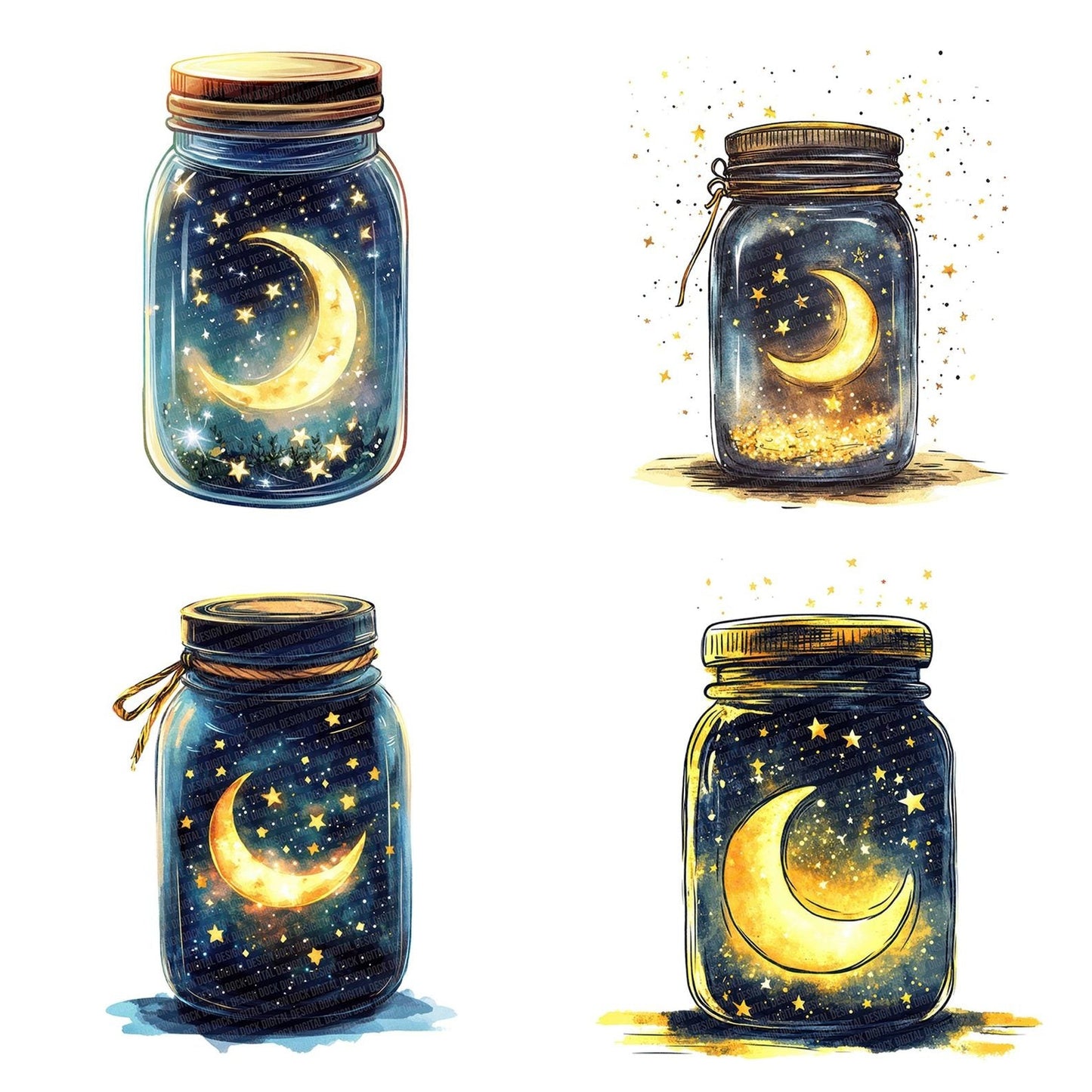 Jar of Moon and Stars Clipart Set (DDD005890)