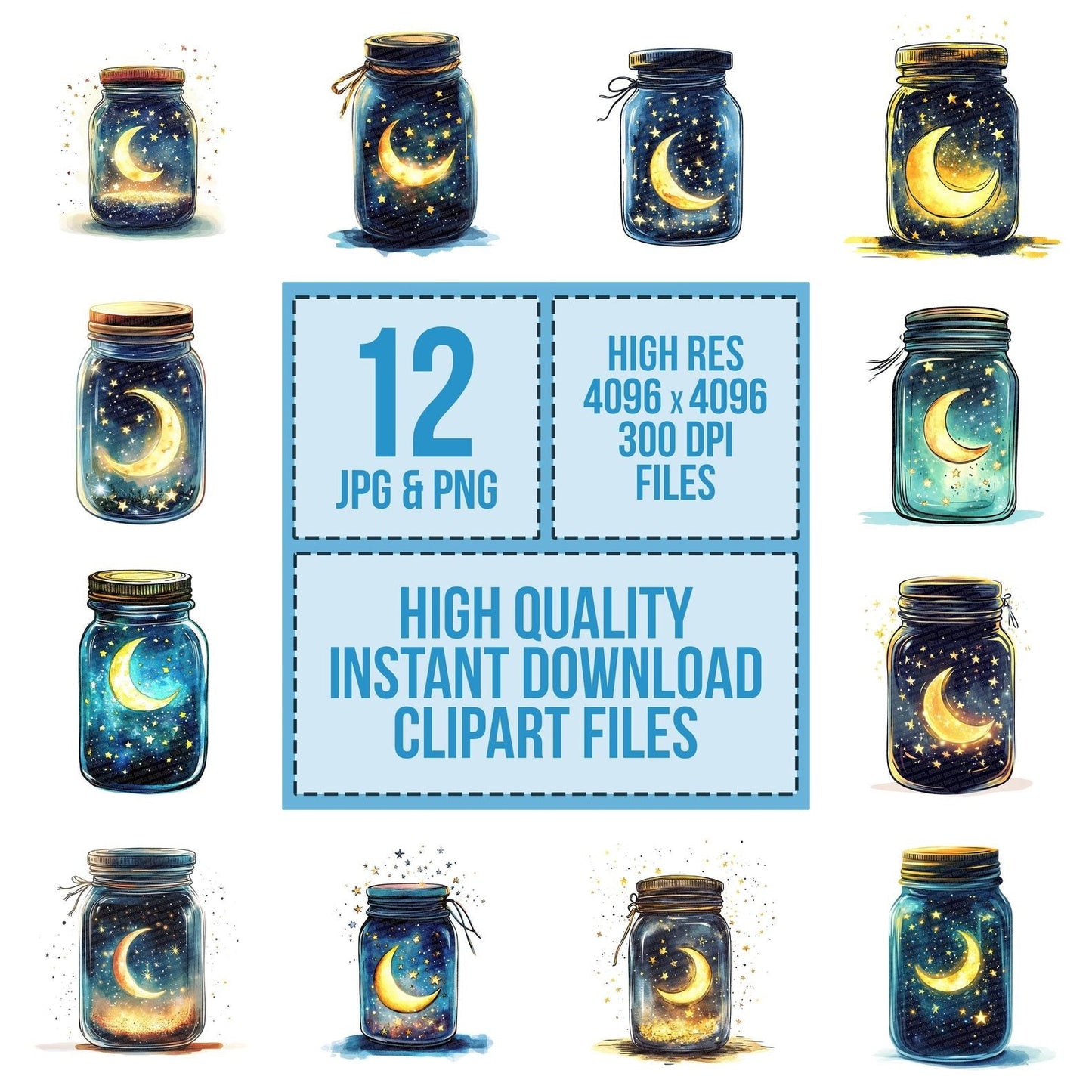 Jar of Moon and Stars Clipart Set (DDD005890)