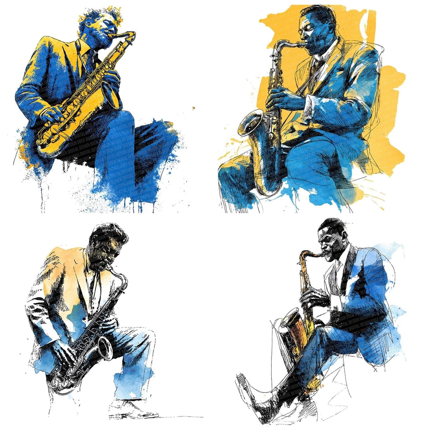 Jazz Saxophone Player Clipart Set (DDD005892)