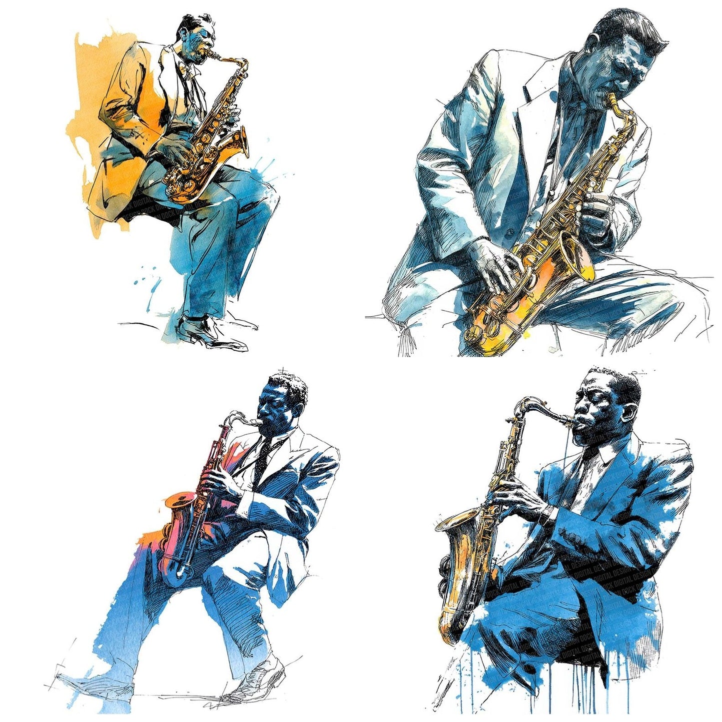 Jazz Saxophone Player Clipart Set (DDD005892)