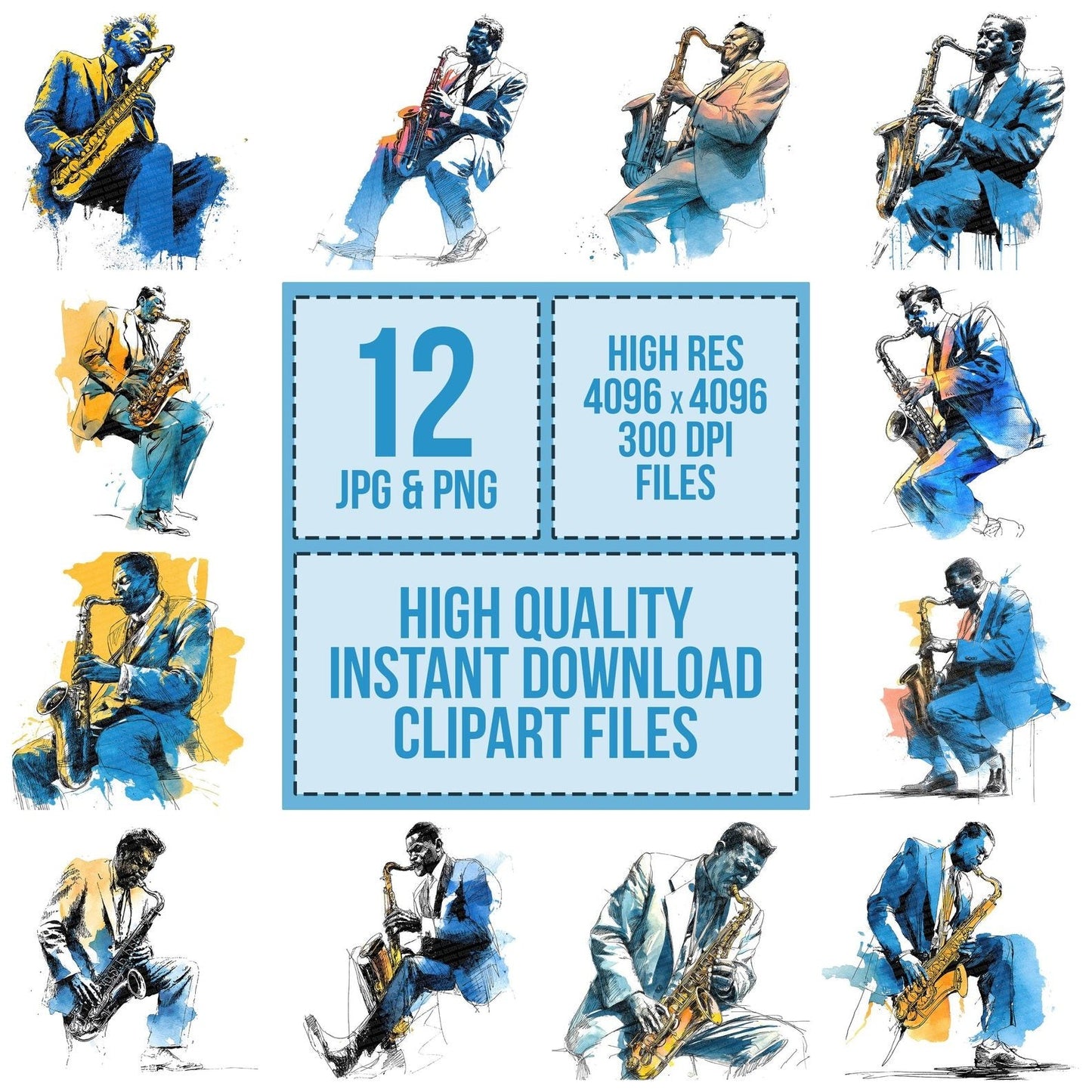 Jazz Saxophone Player Clipart Set (DDD005892)