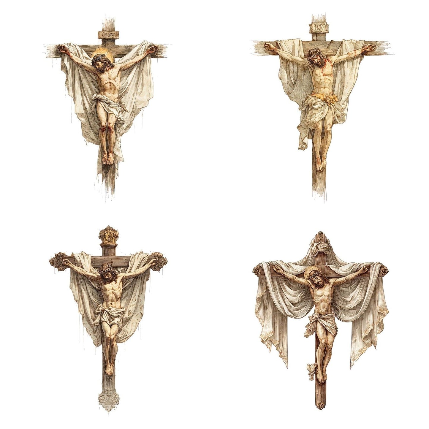 Jesus Draped Cross Clipart Set (DDD005901)