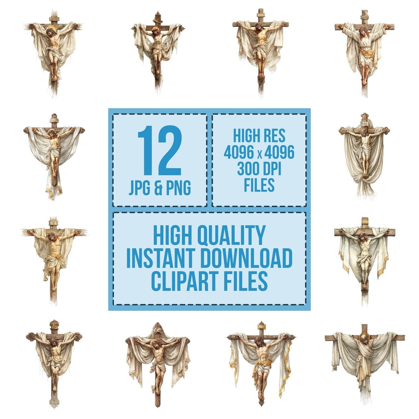 Jesus Draped Cross Clipart Set (DDD005901)