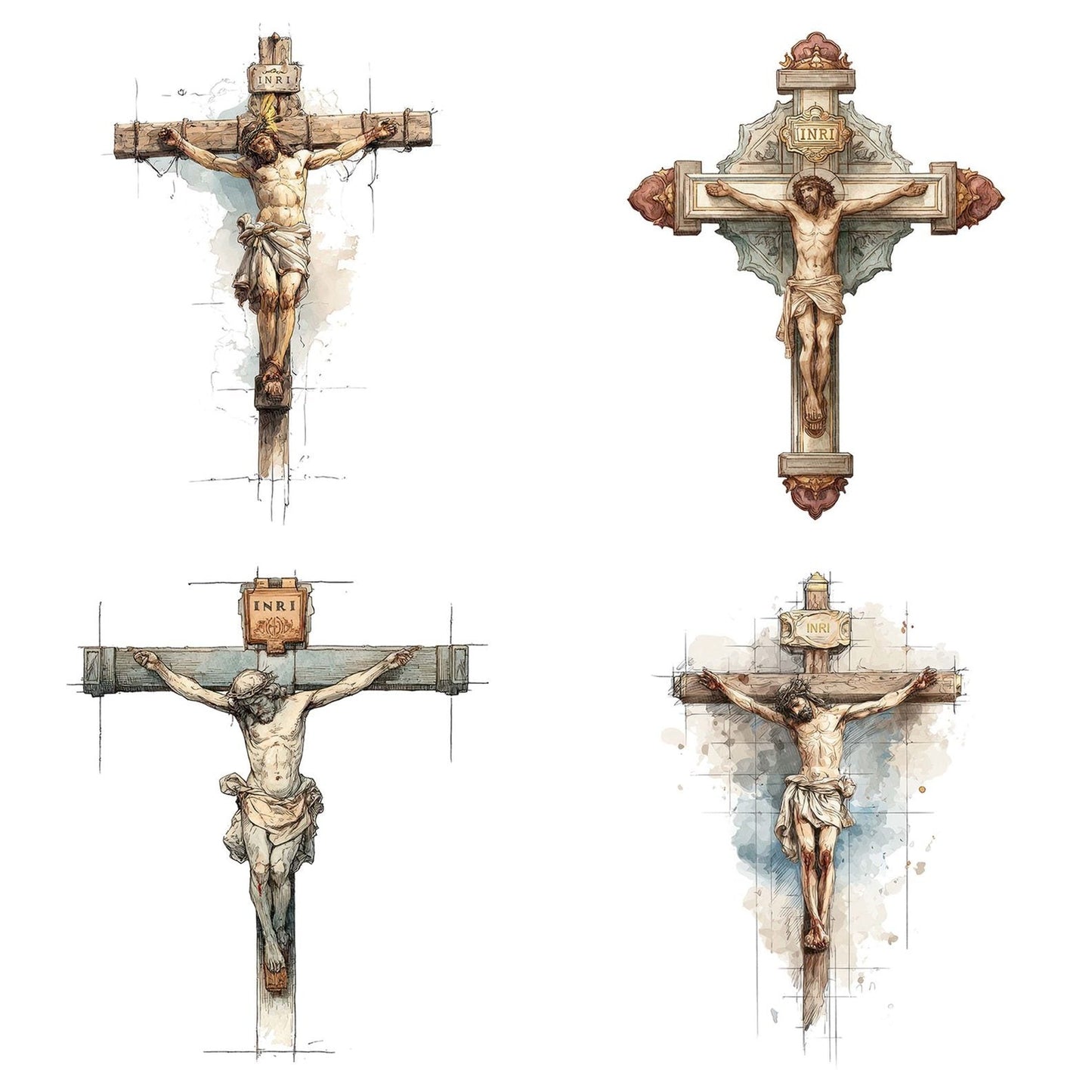 Jesus INRI Cross Clipart Set (DDD005902)