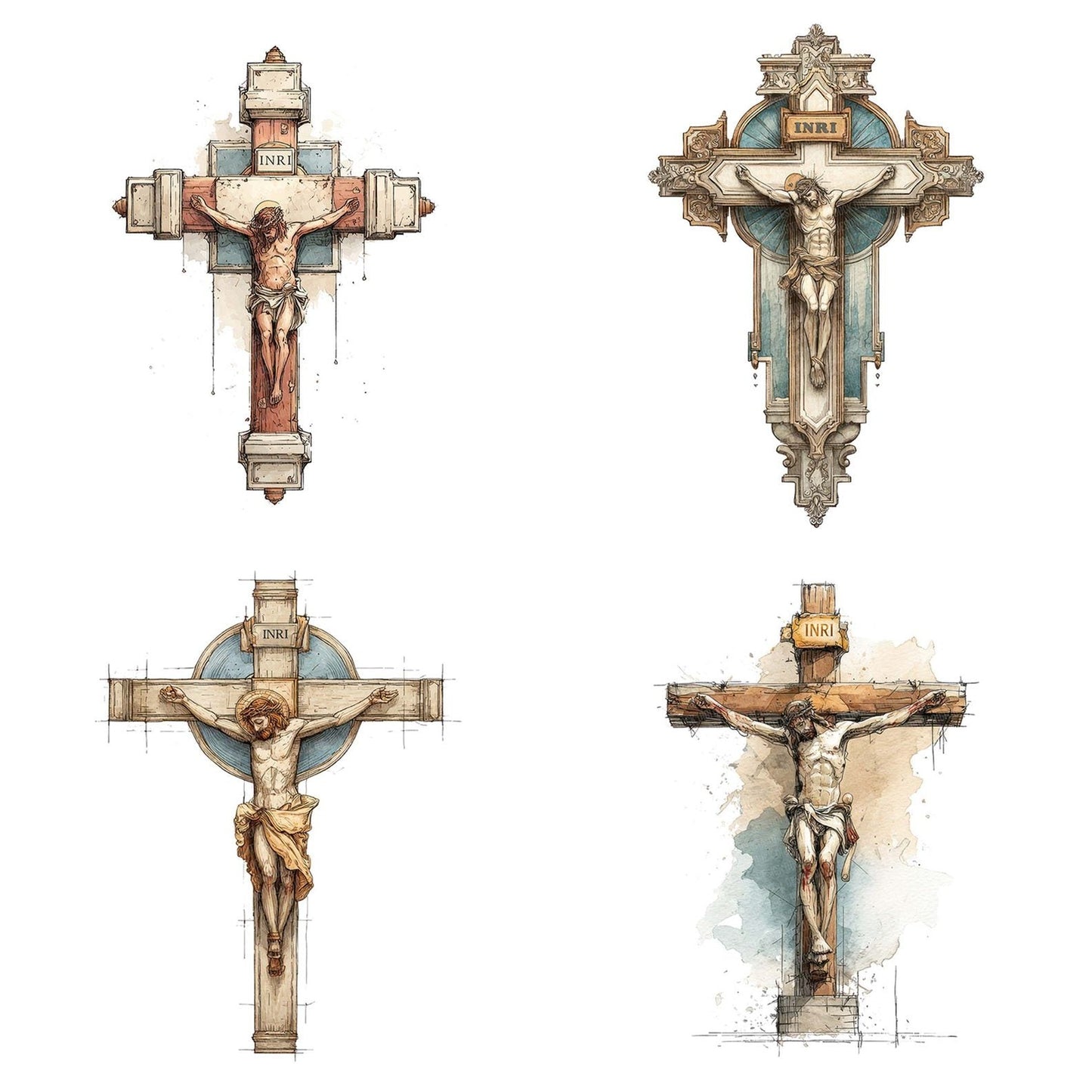 Jesus INRI Cross Clipart Set (DDD005902)