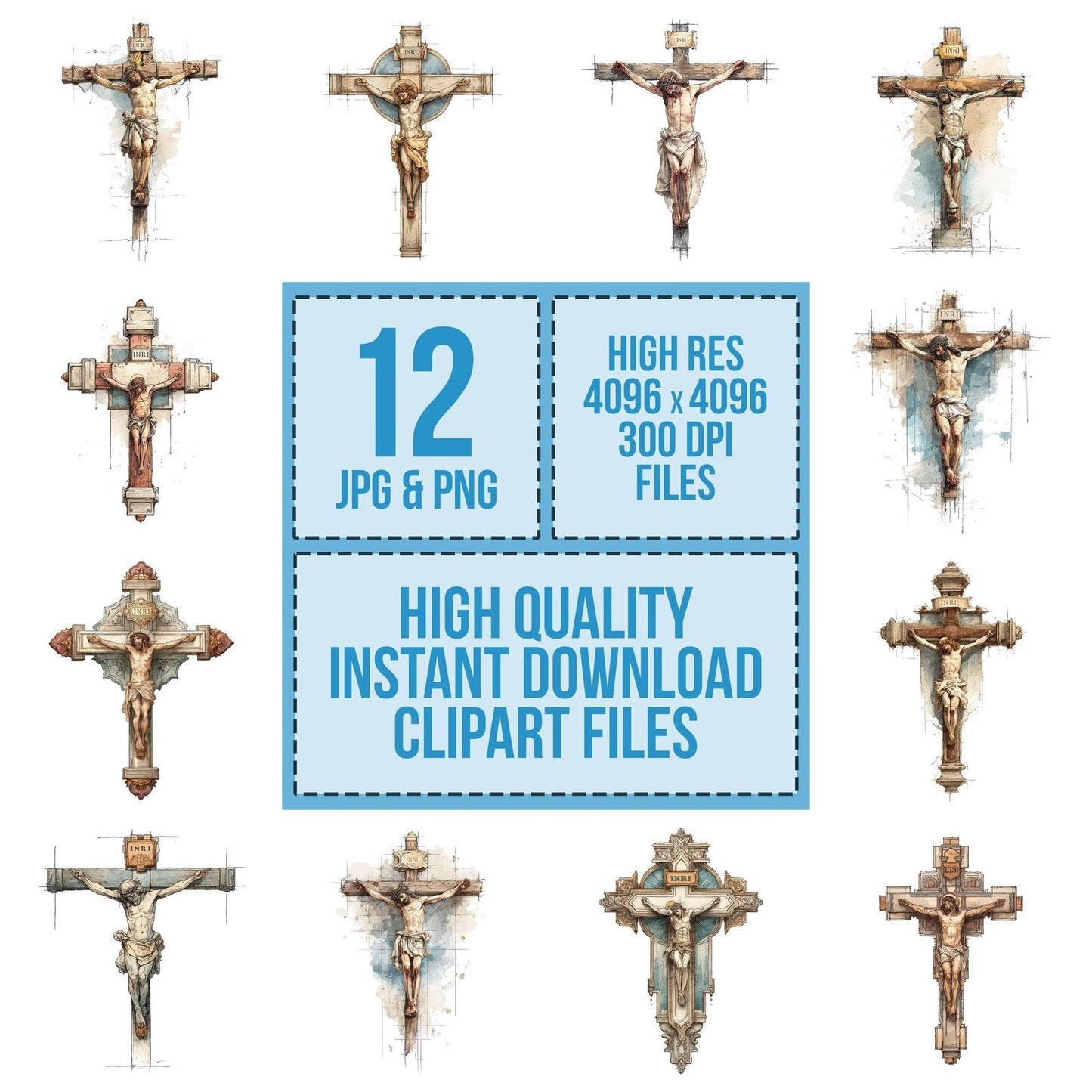 Jesus INRI Cross Clipart Set (DDD005902)