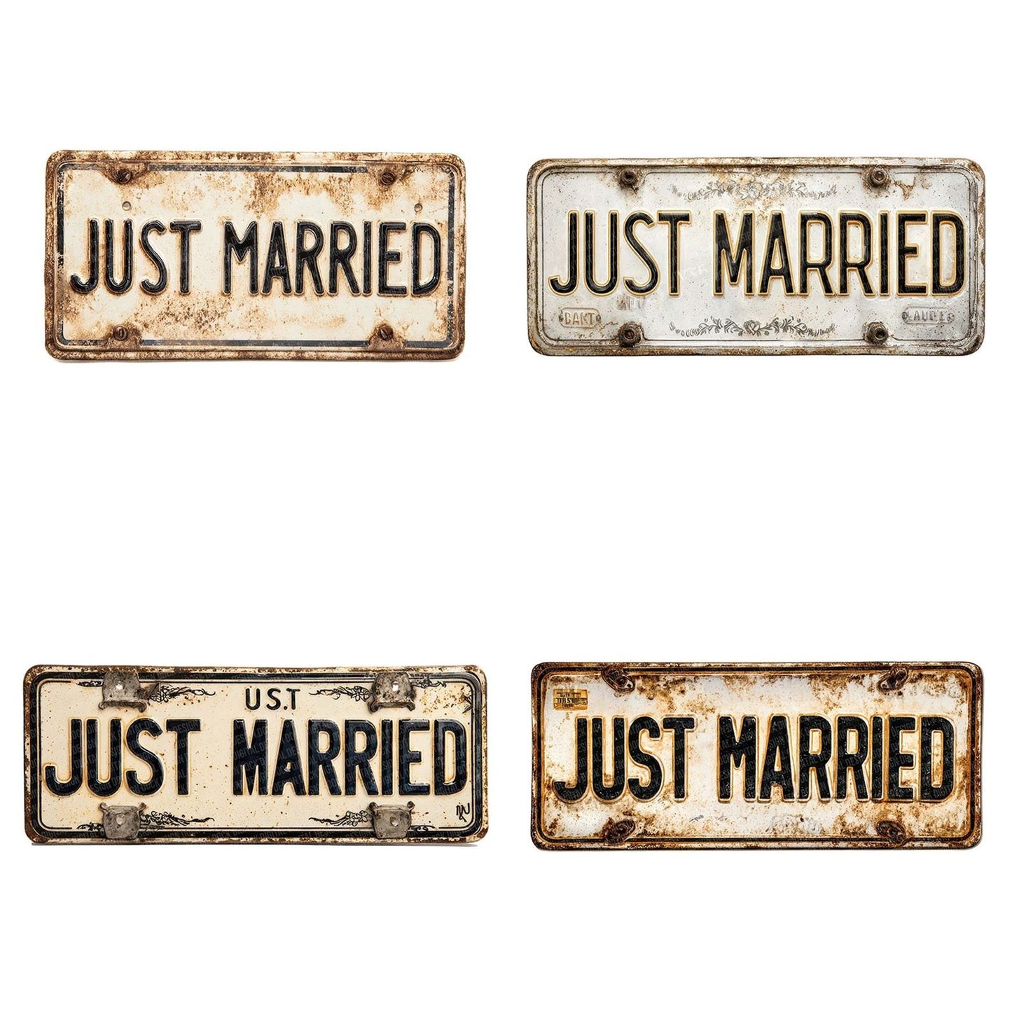 Just Married Car Plate Registration Clipart Set (DDD005913)