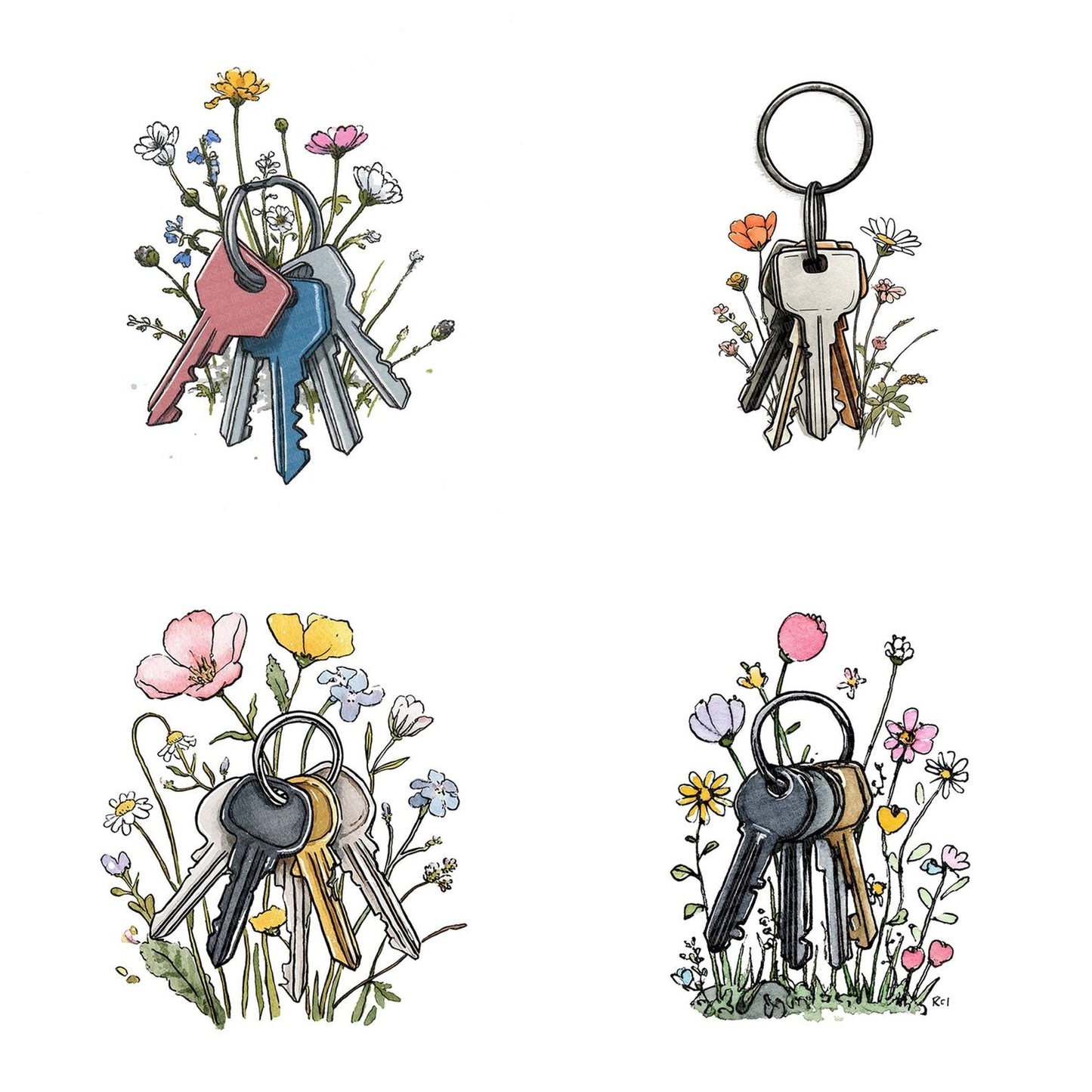 Keyring Wildflowers Clipart Set (DDD005916)