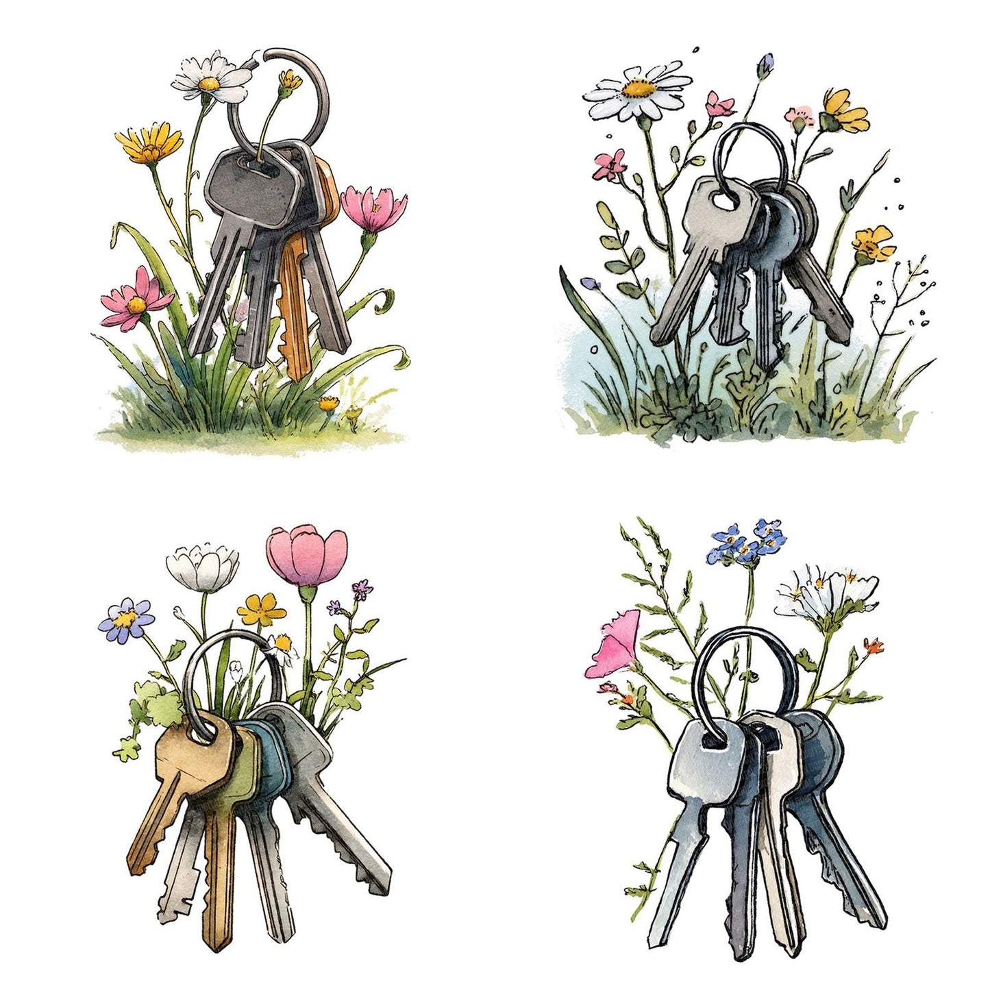 Keyring Wildflowers Clipart Set (DDD005916)