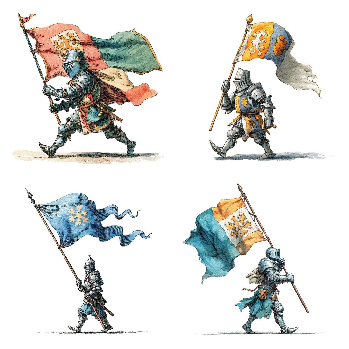 Knight Banner Bearer Clipart Set (DDD005924)