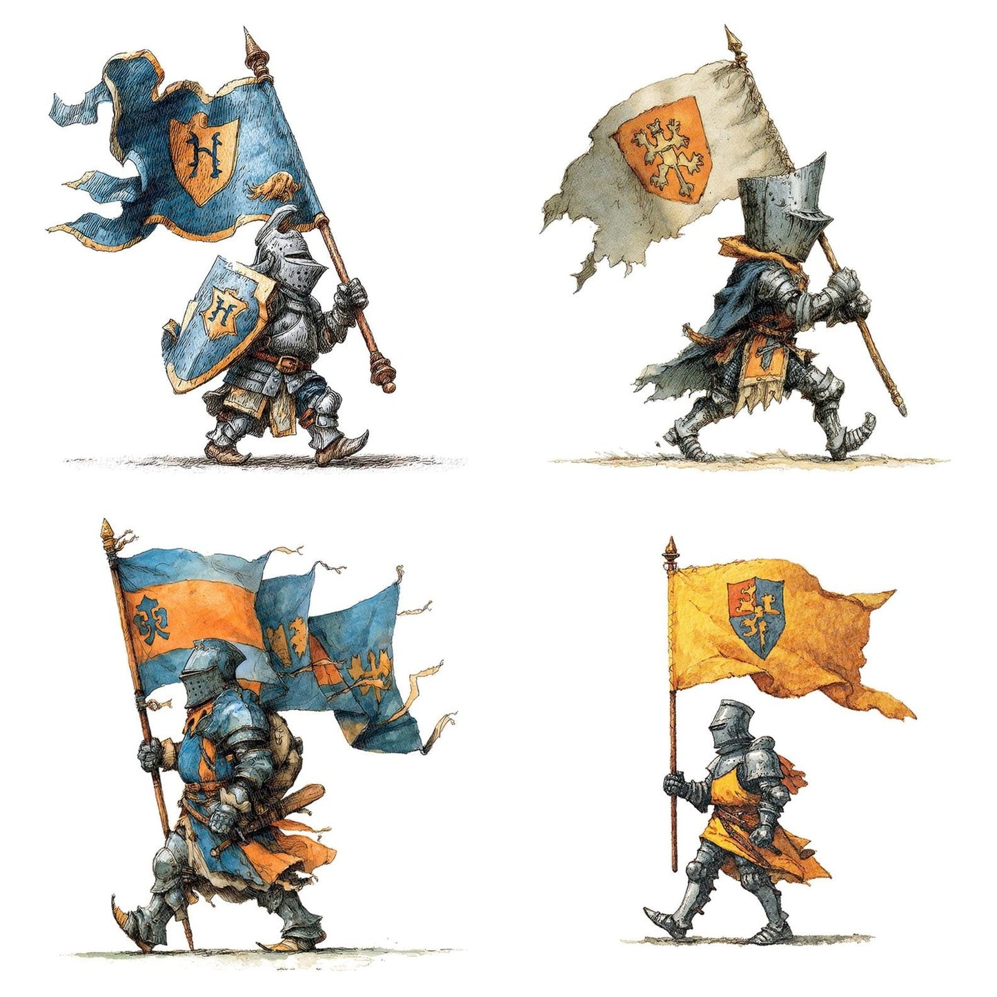 Knight Banner Bearer Clipart Set (DDD005924)