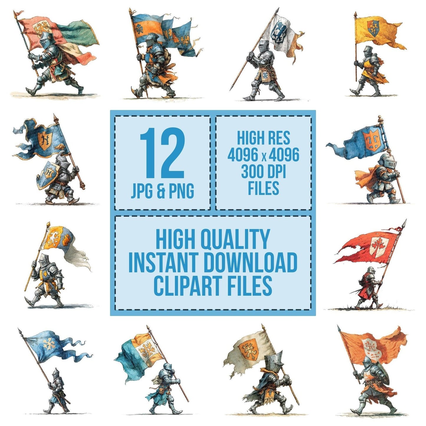 Knight Banner Bearer Clipart Set (DDD005924)