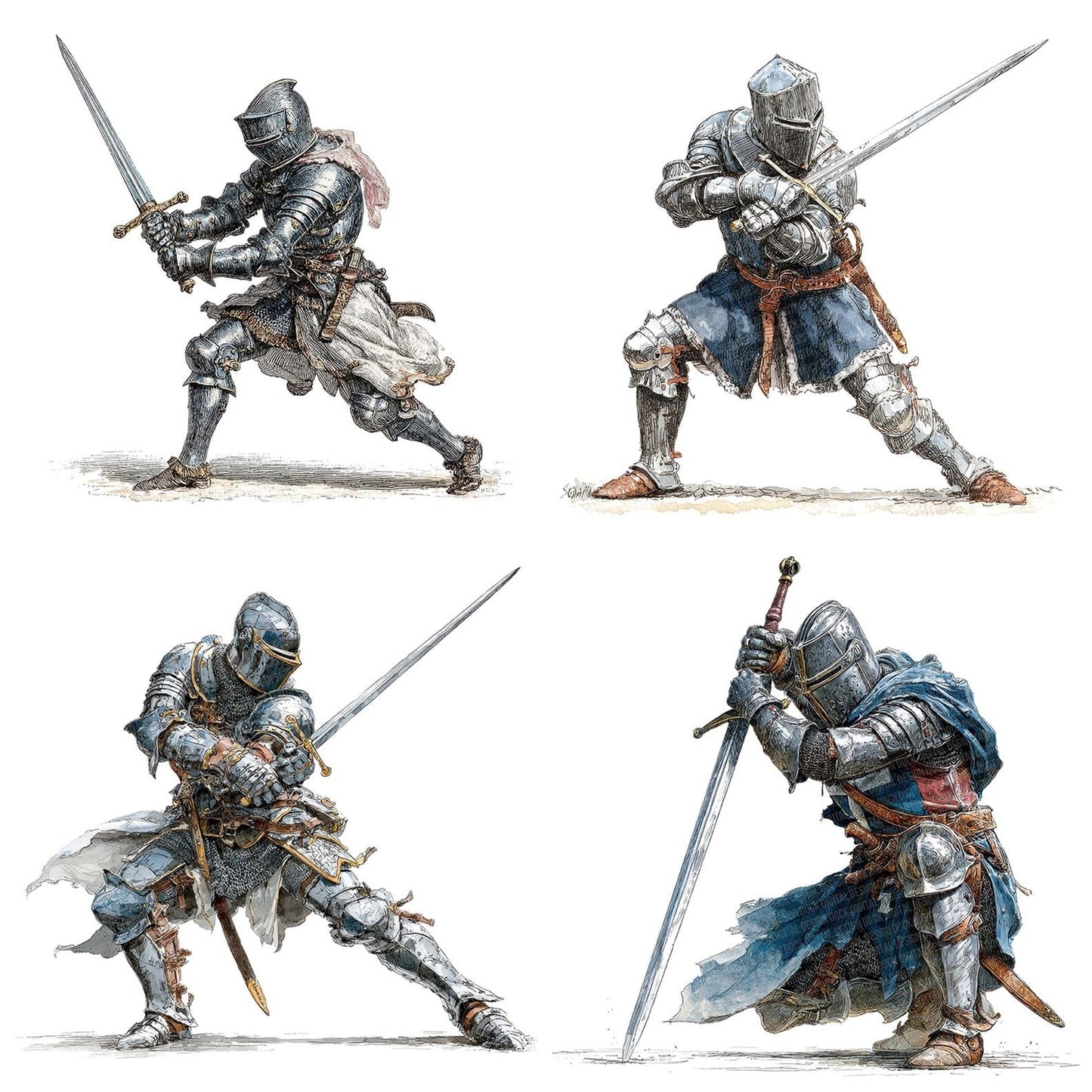 Knight Drawing Sword Clipart Set (DDD005925)