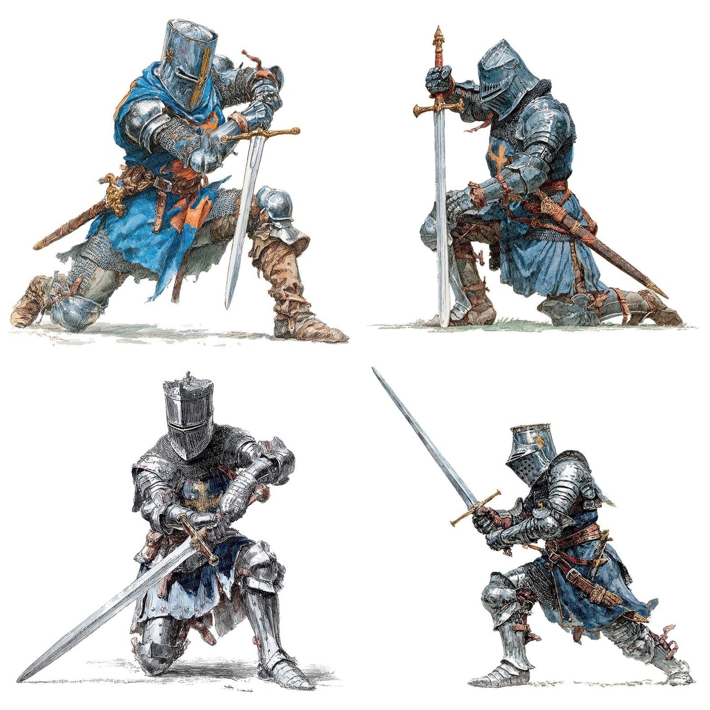 Knight Drawing Sword Clipart Set (DDD005925)