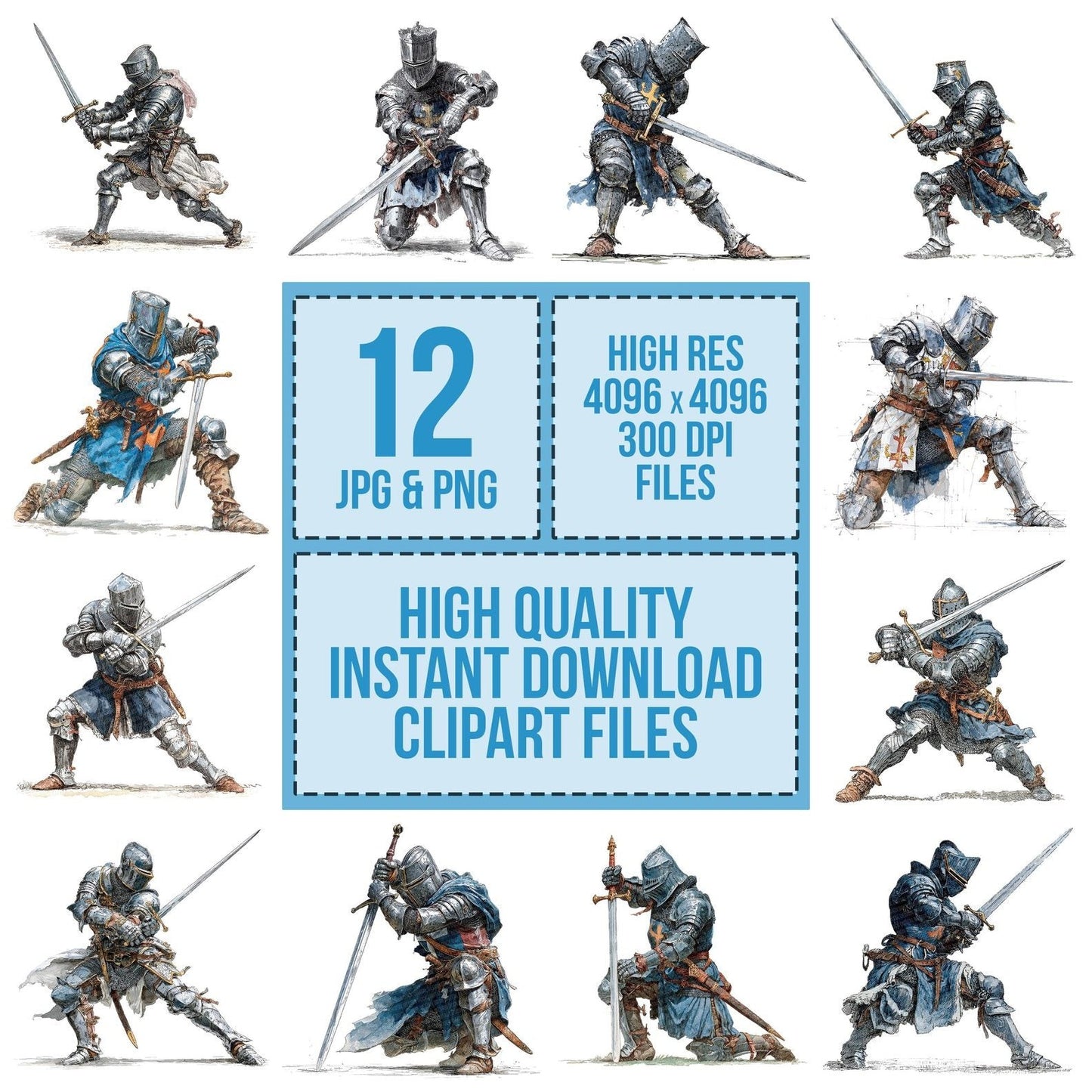 Knight Drawing Sword Clipart Set (DDD005925)