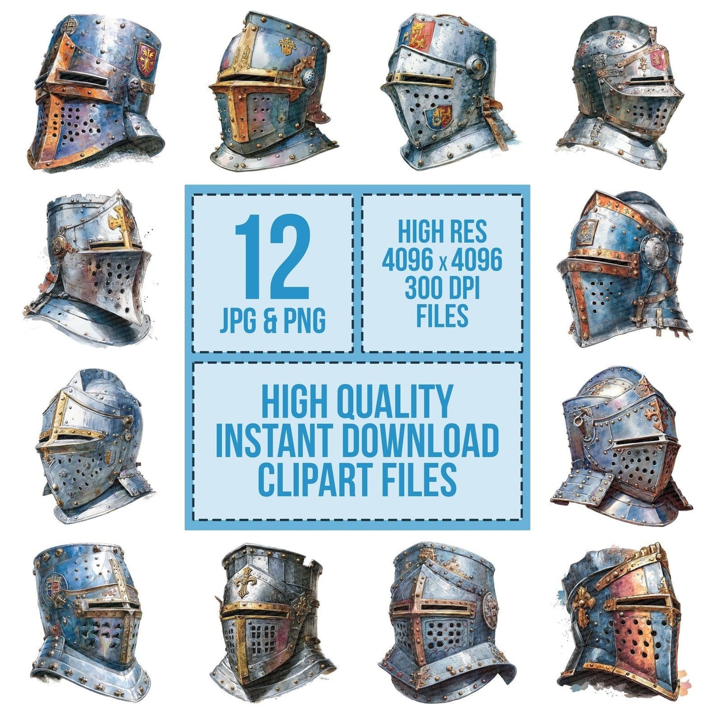 Knight Helmet Portrait Clipart Set (DDD005926)
