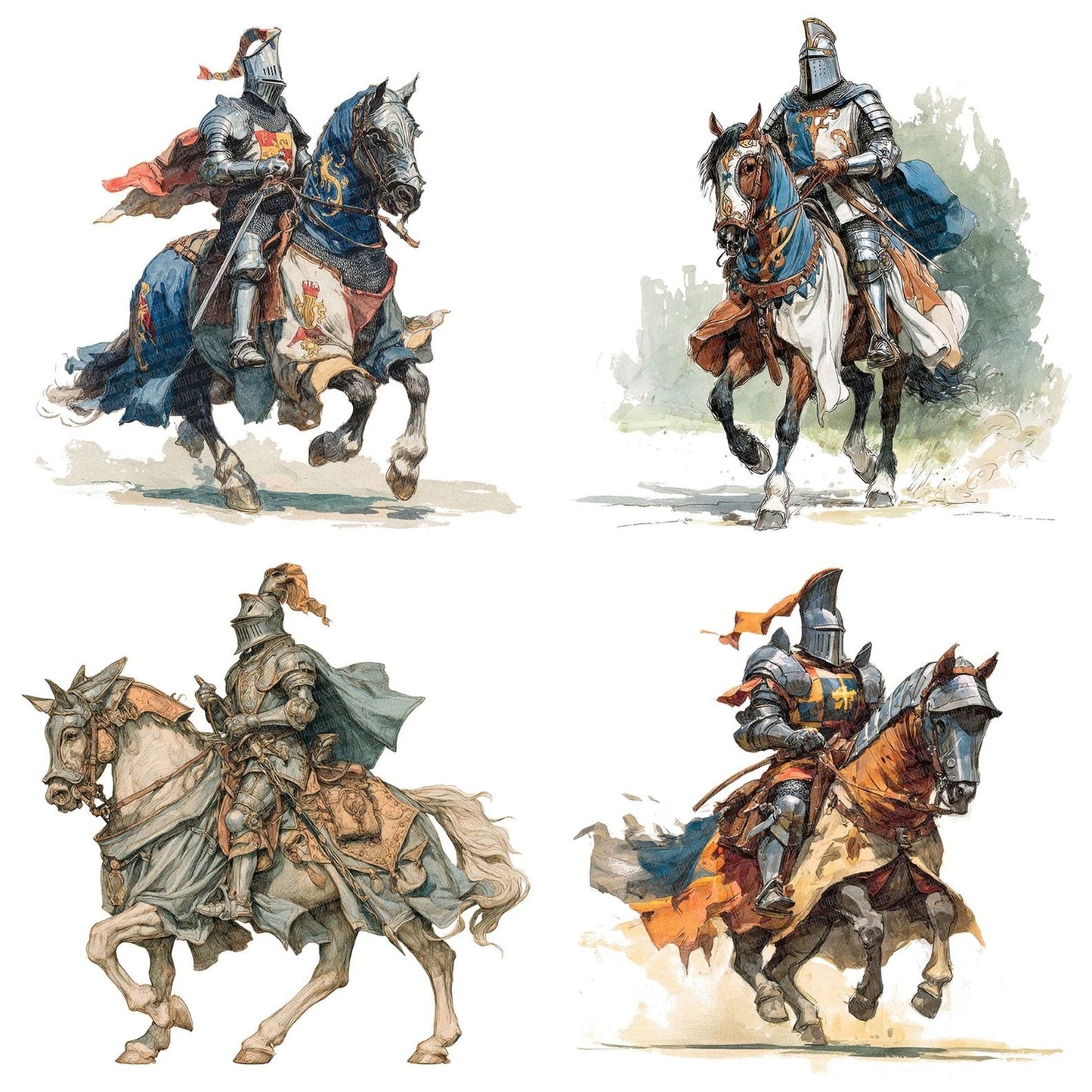Knight On Horse Clipart Set (DDD005927)