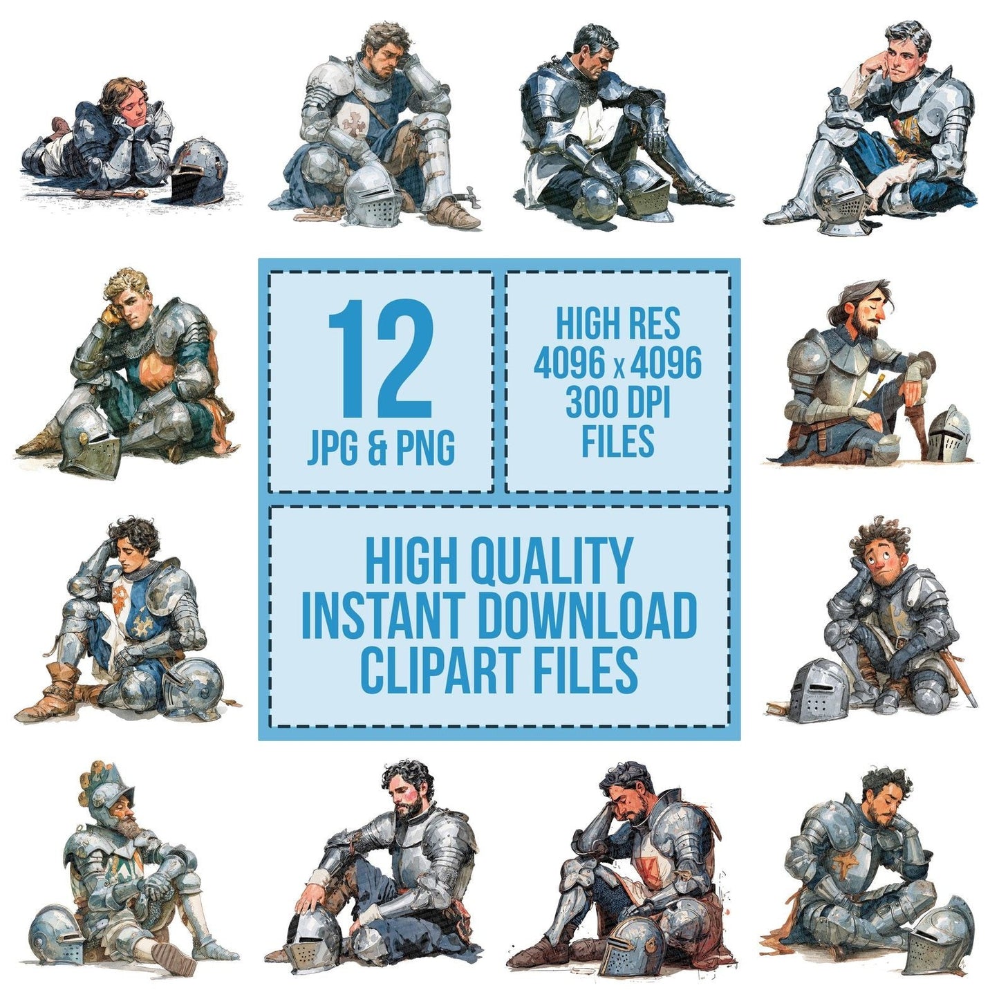 Knight Sitting with Helmet Clipart Set (DDD005929)
