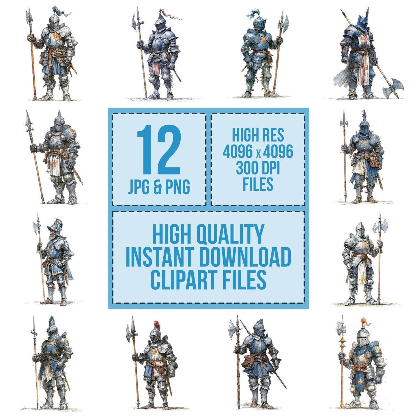 Knight Standing Guard Clipart Set (DDD005930)