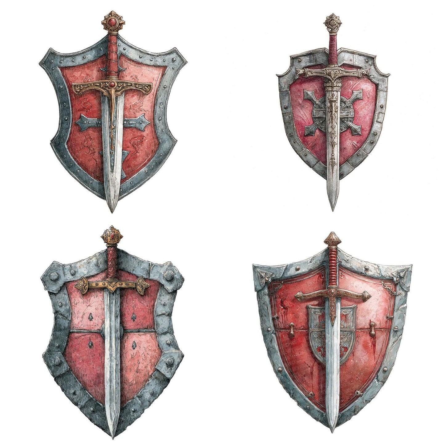 Knight Sword Shield Clipart Set (DDD005931)