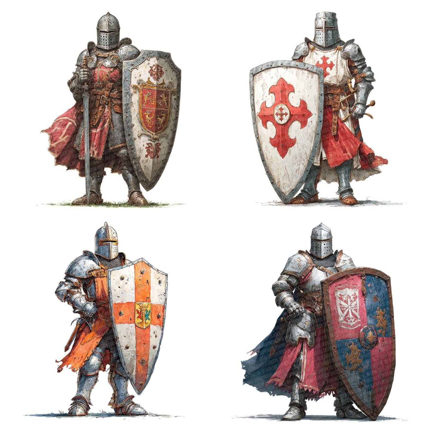 Knight With Shield Clipart Set (DDD005932)