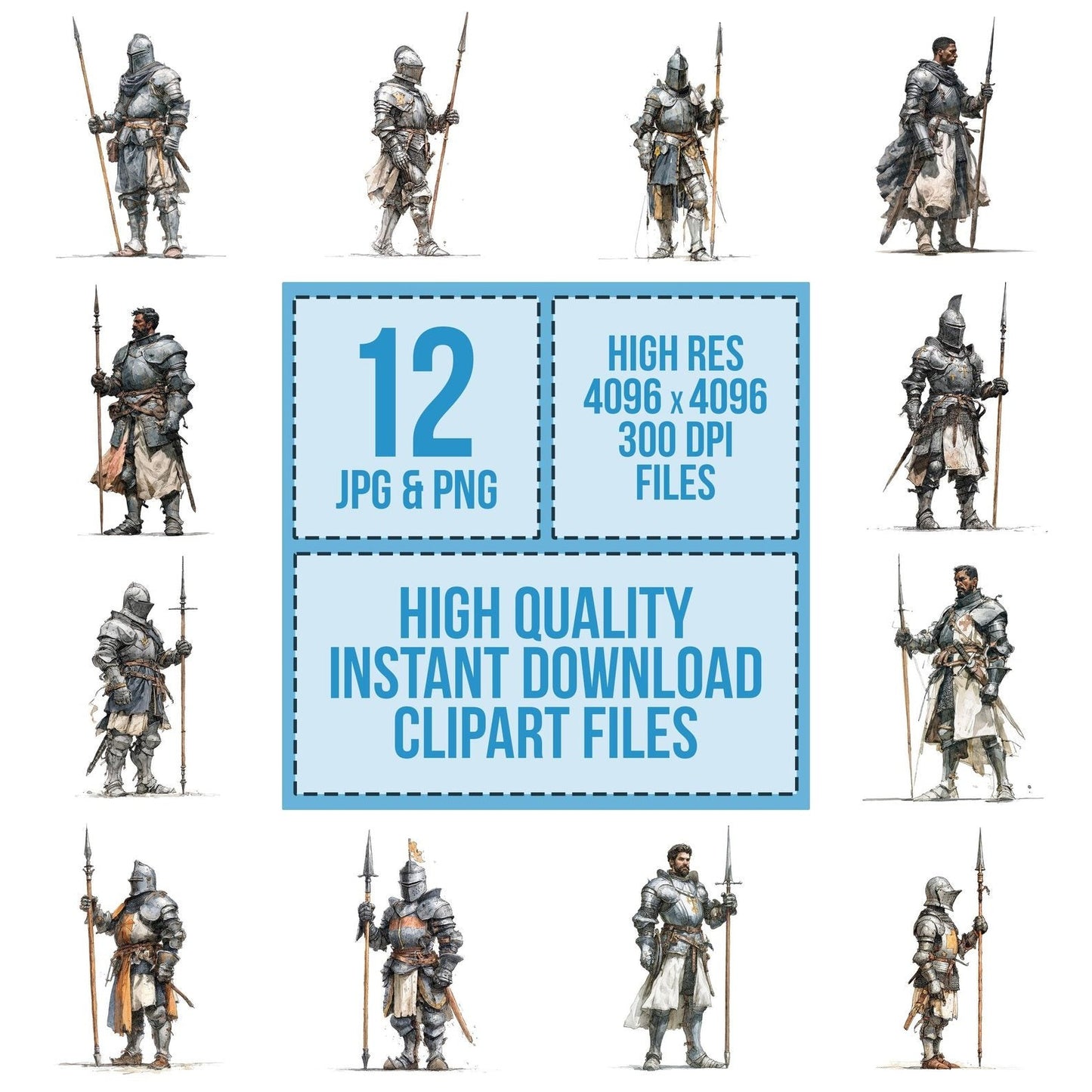 Knight With Spear Clipart Set (DDD005933)
