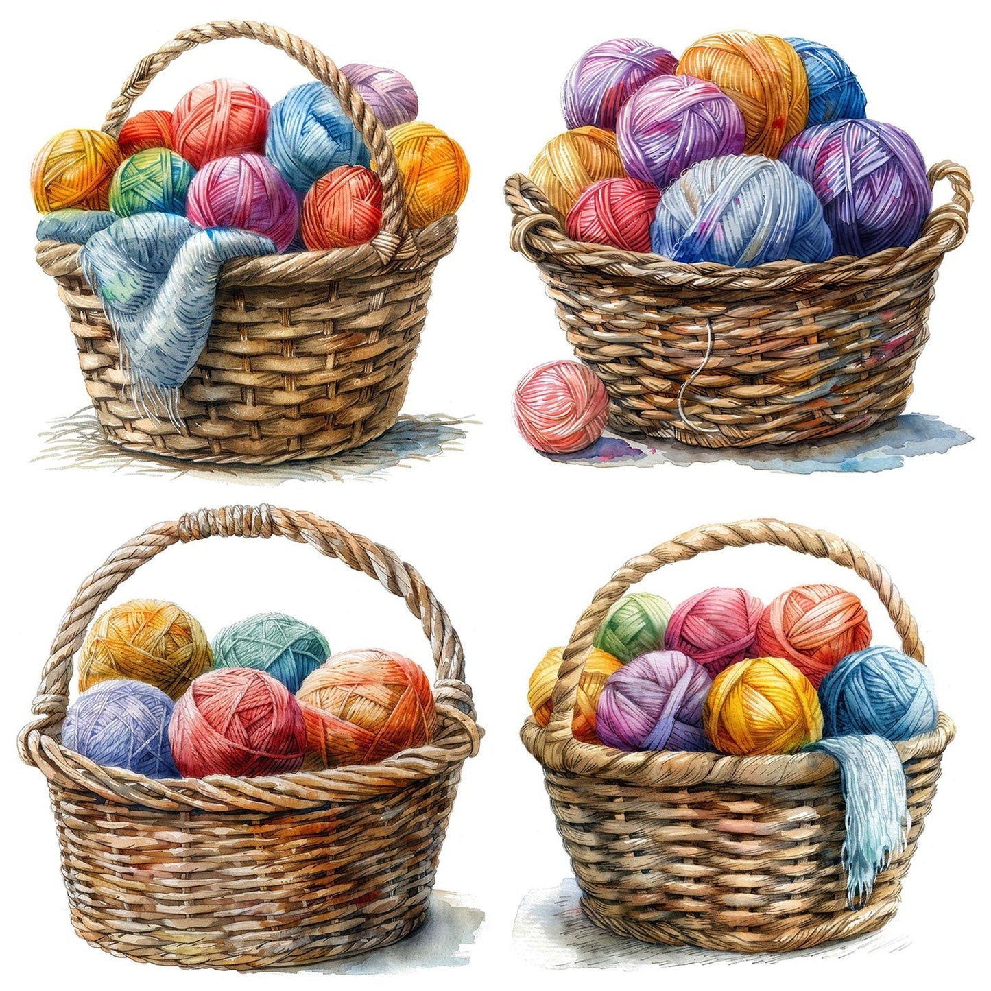 Knitting Wool Basket Clipart Set (DDD005935)